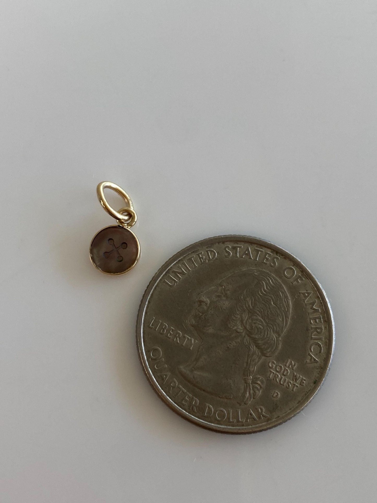 Vintage Solid 14k Yellow Gold Abalone Button Charm