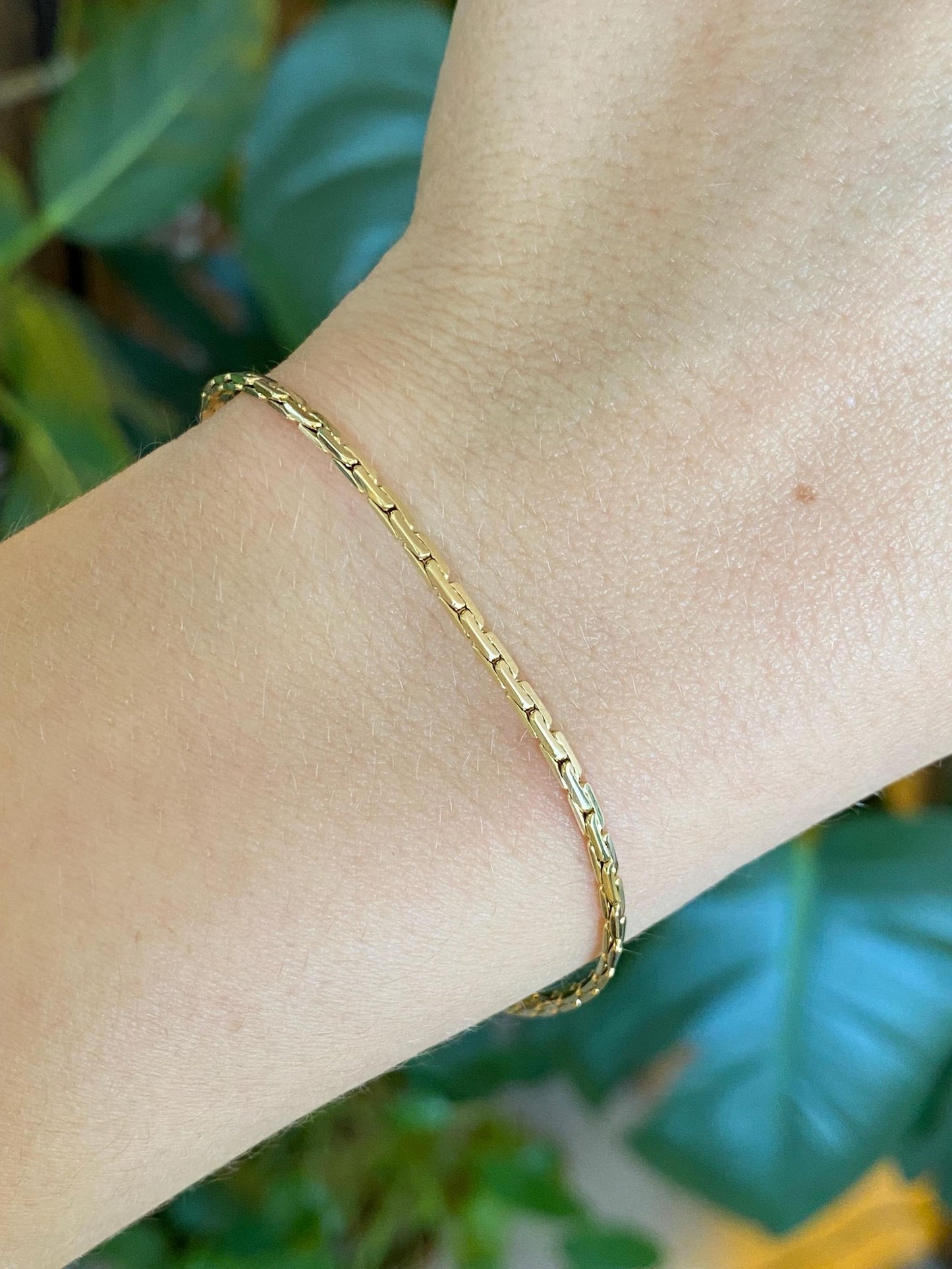Vintage Solid 14k Yellow Gold C Link Chain Bracelet - 7 inches