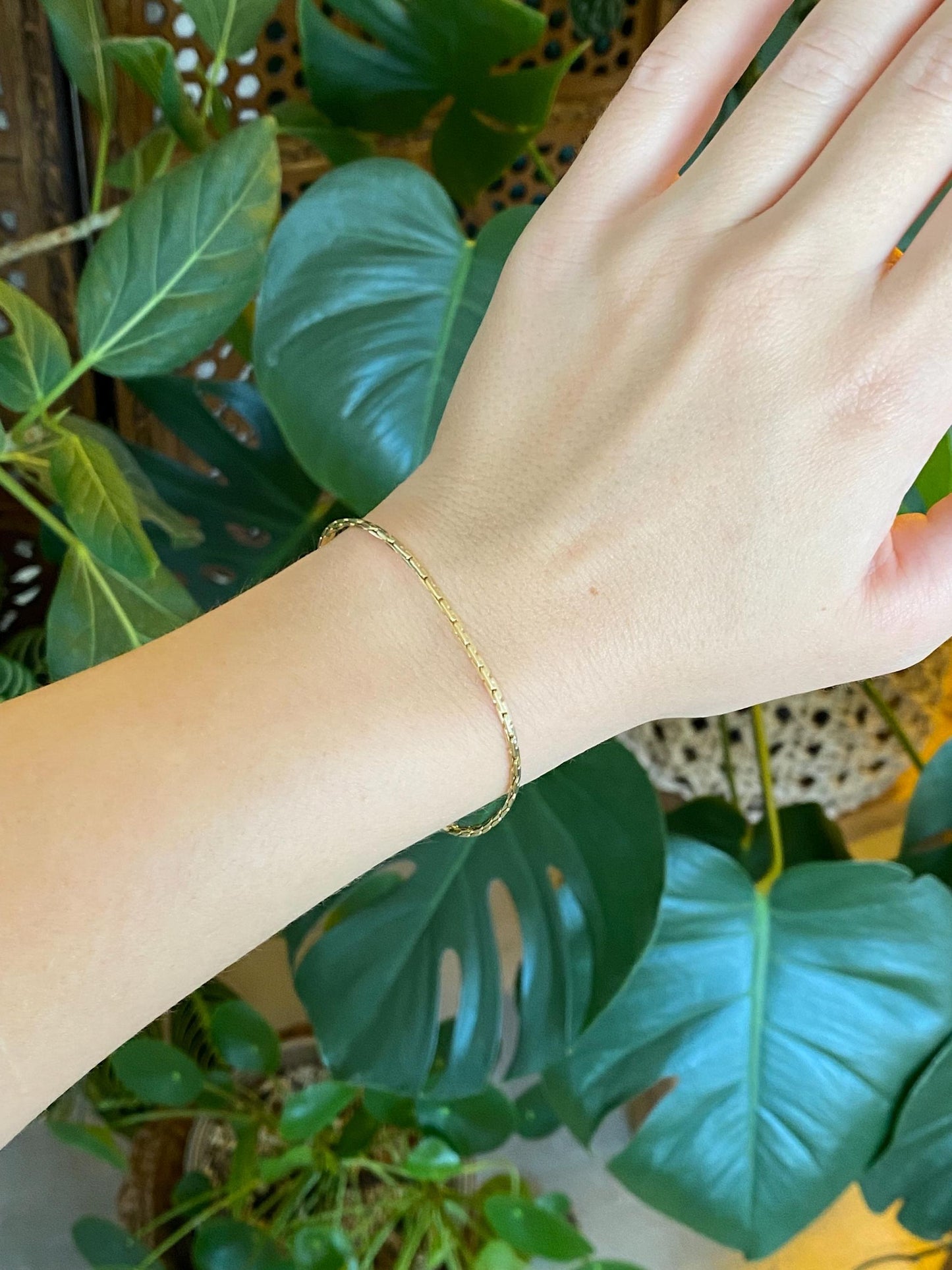 Vintage Solid 14k Yellow Gold C Link Chain Bracelet - 7 inches