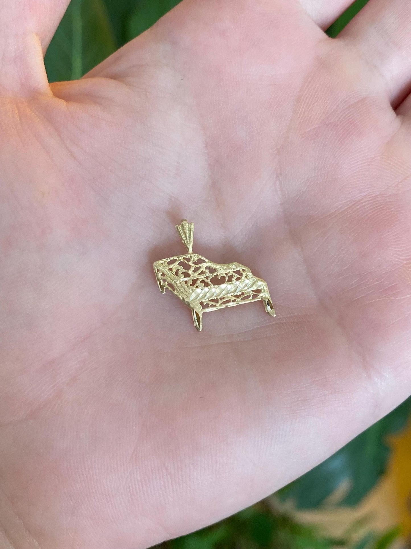 Vintage Solid 14k Yellow Gold Open Work Piano Charm