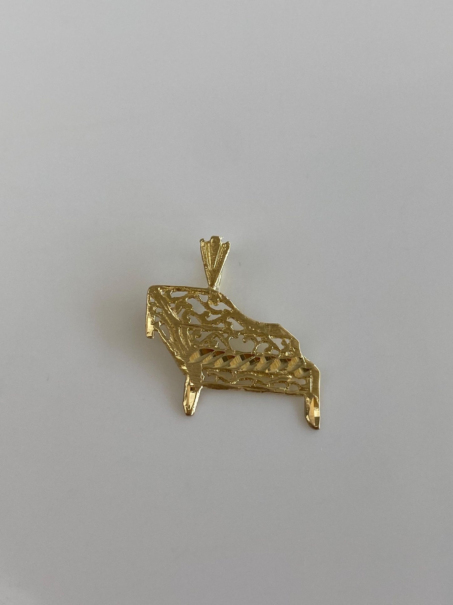 Vintage Solid 14k Yellow Gold Open Work Piano Charm
