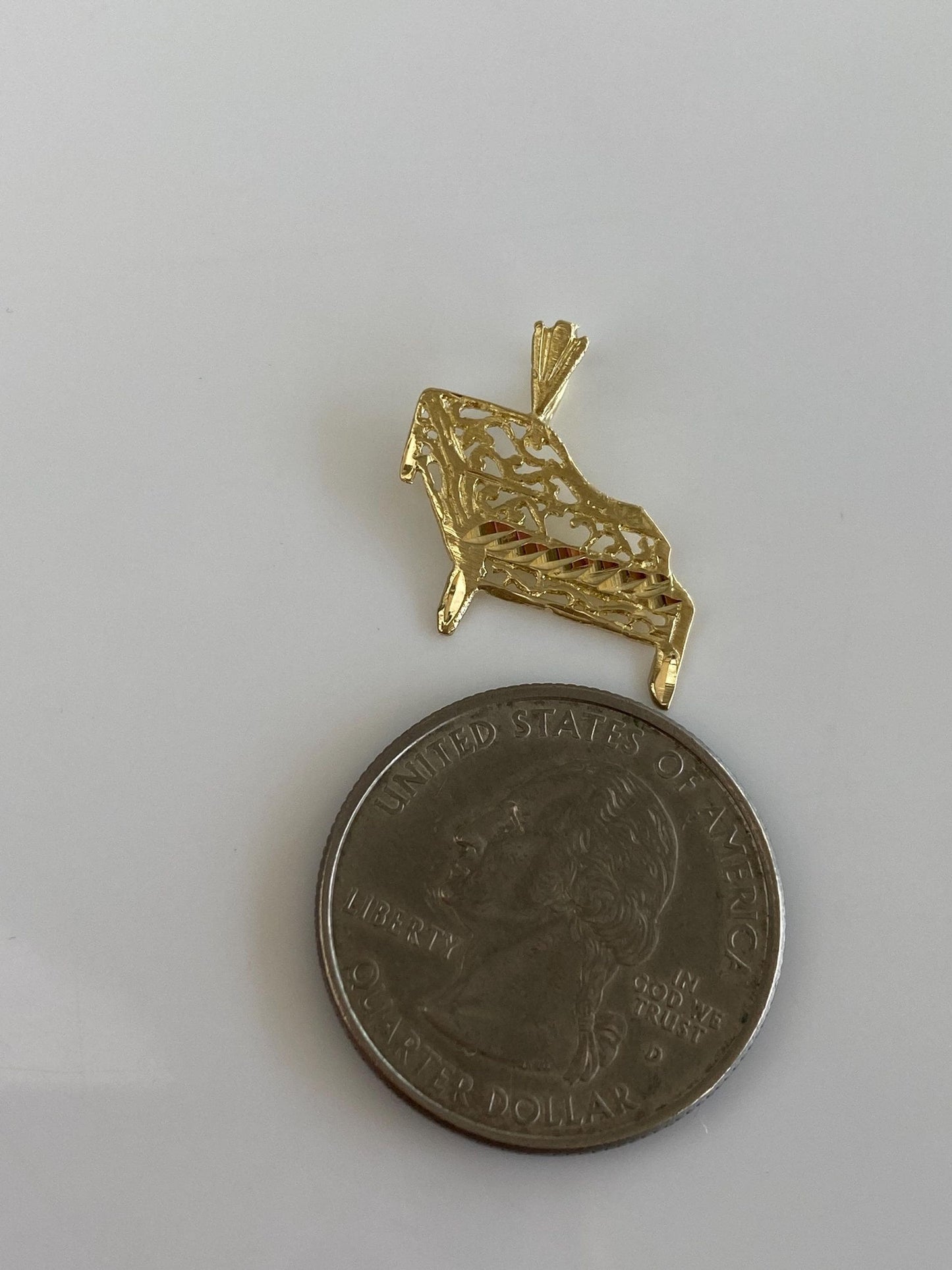 Vintage Solid 14k Yellow Gold Open Work Piano Charm