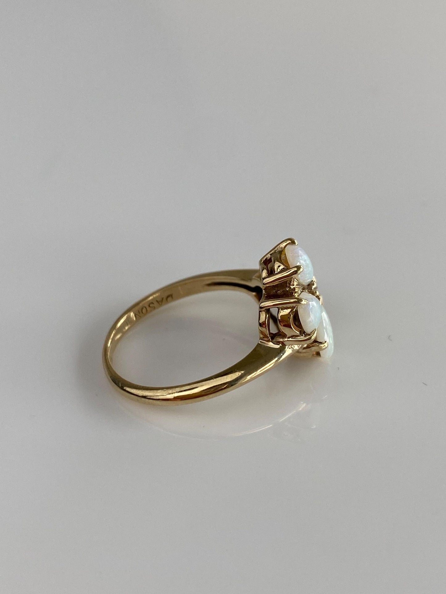 Vintage Solid 10k Yellow Gold Clear Quartz Opal Ring - Size 6.25