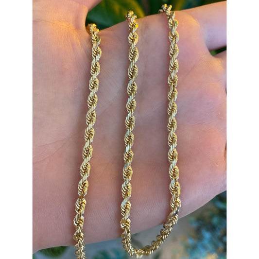 Vintage Solid 14k Yellow Gold Rope Chain Necklace - 20.75 inches