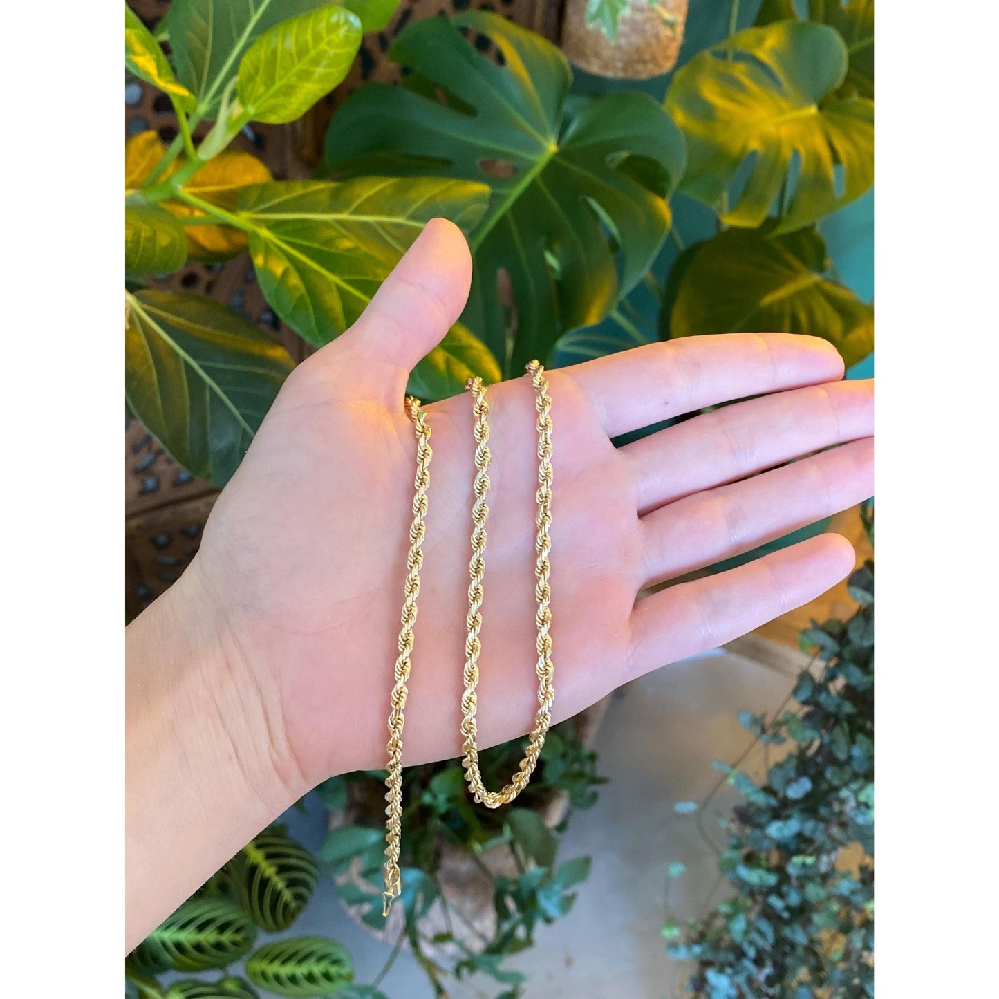 Vintage Solid 14k Yellow Gold Rope Chain Necklace - 20.75 inches