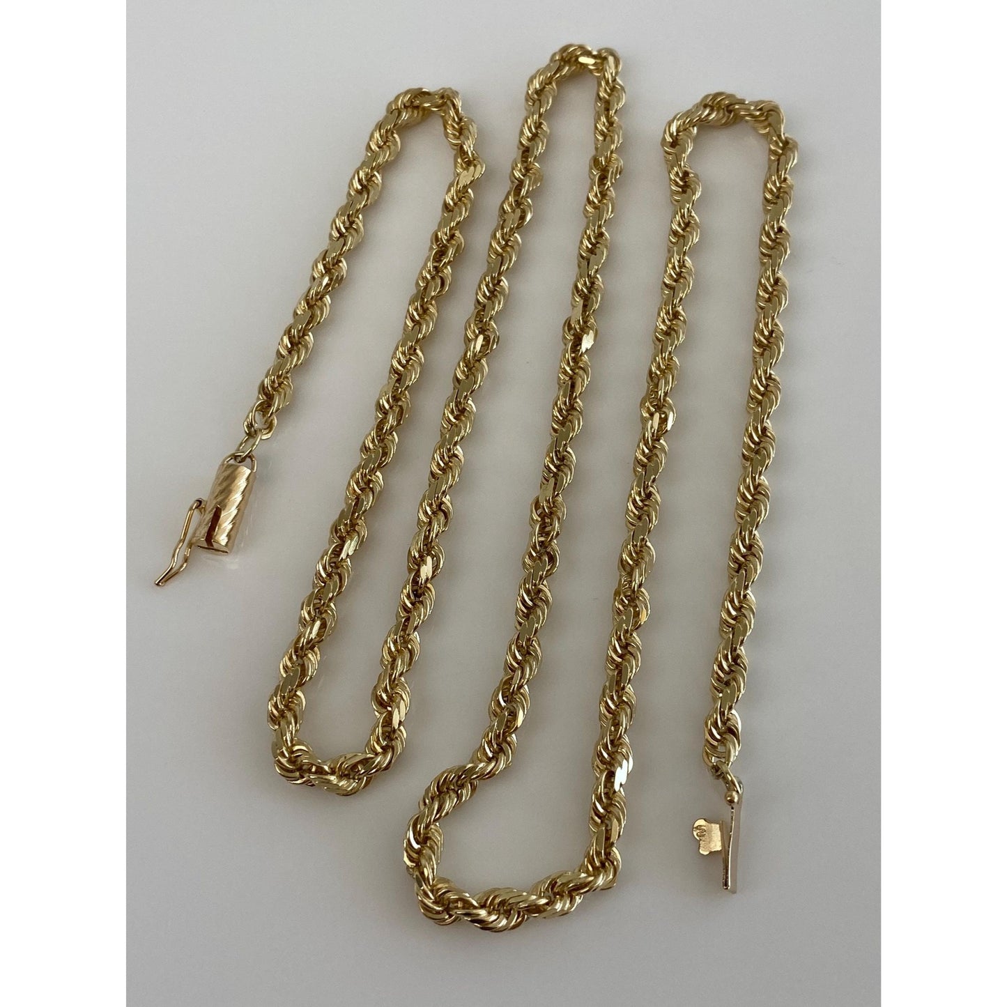 Vintage Solid 14k Yellow Gold Rope Chain Necklace - 20.75 inches