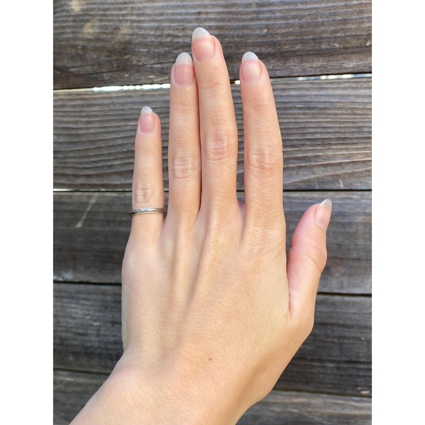 Vintage Solid 14k White Gold Miligrain Ring Band - Size 4.5