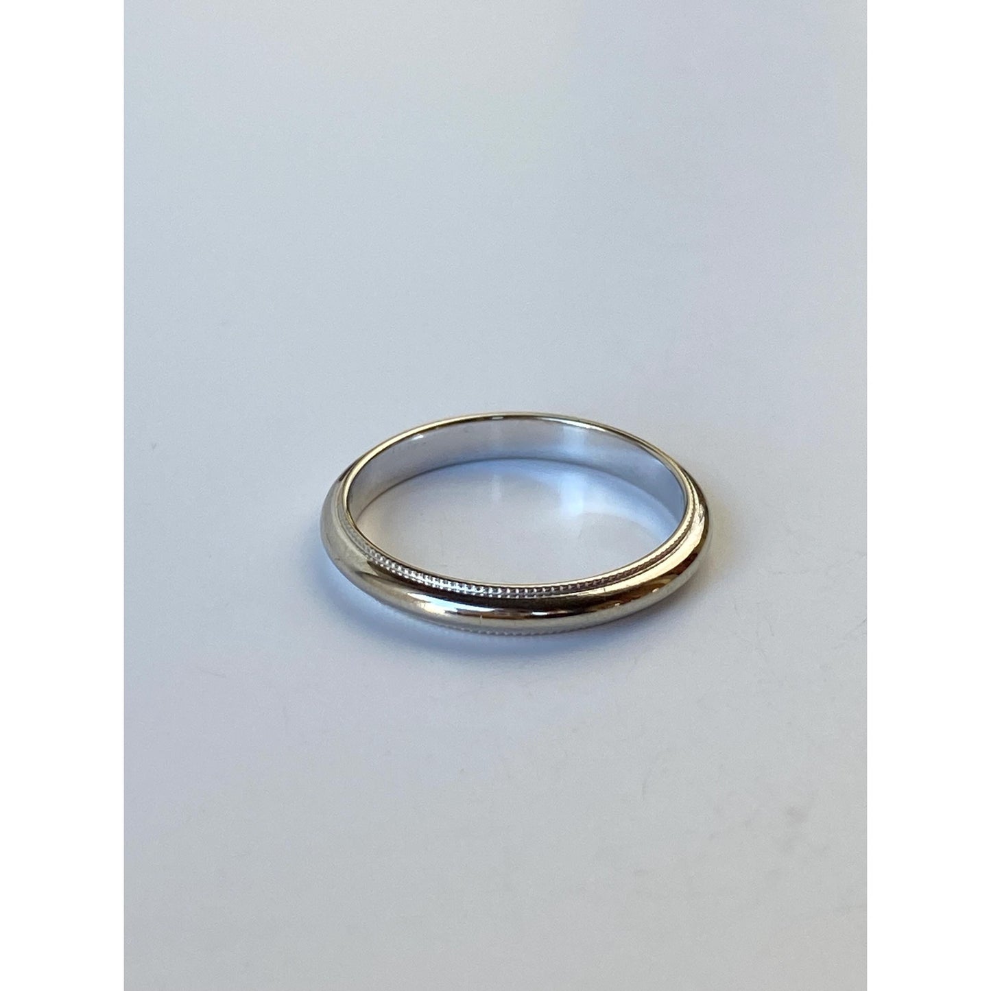 Vintage Solid 14k White Gold Miligrain Ring Band - Size 4.5