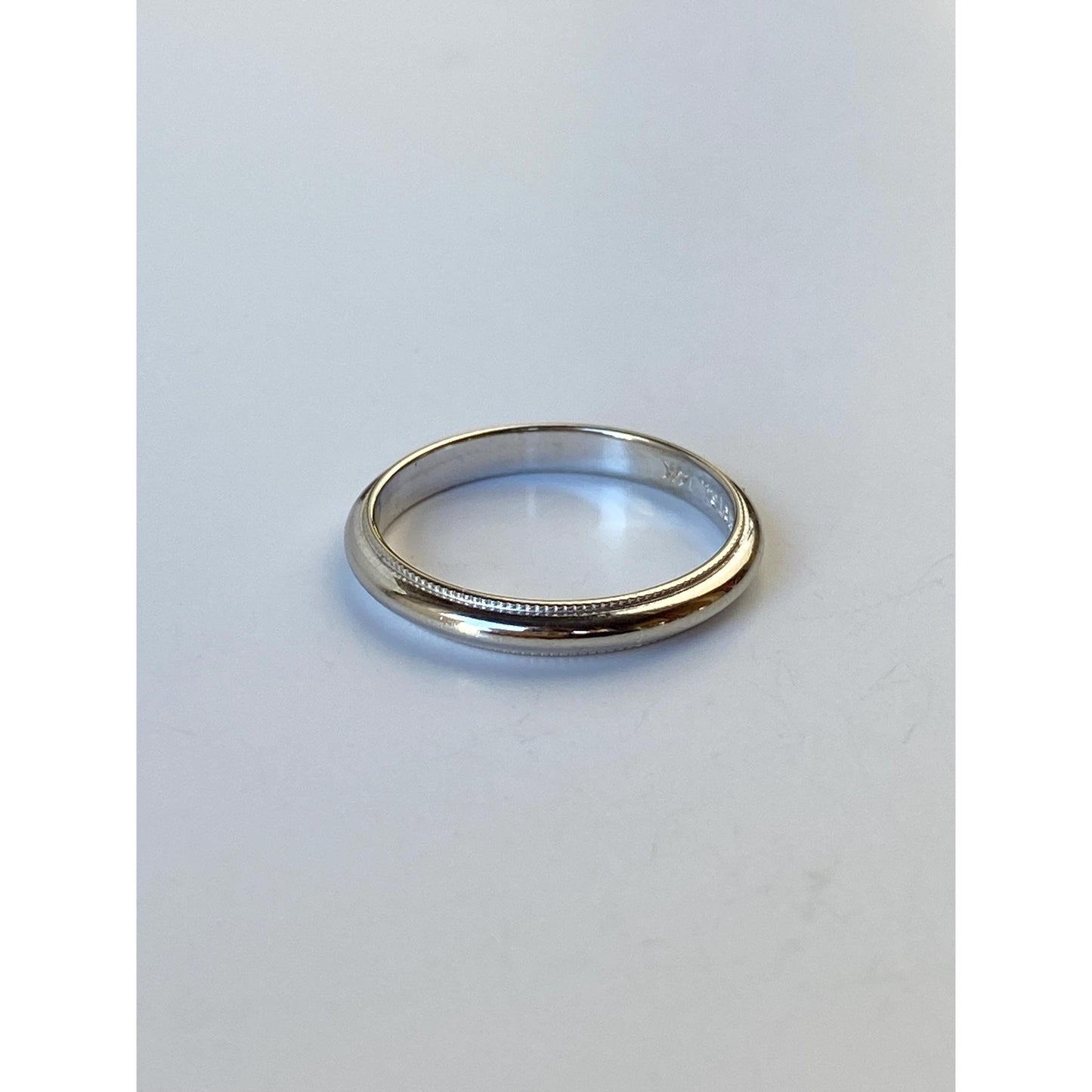 Vintage Solid 14k White Gold Miligrain Ring Band - Size 4.5