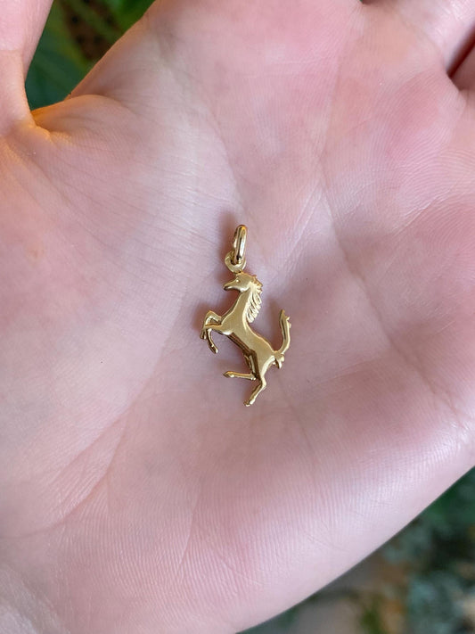 Vintage Solid 18k Yellow Gold Horse Charm