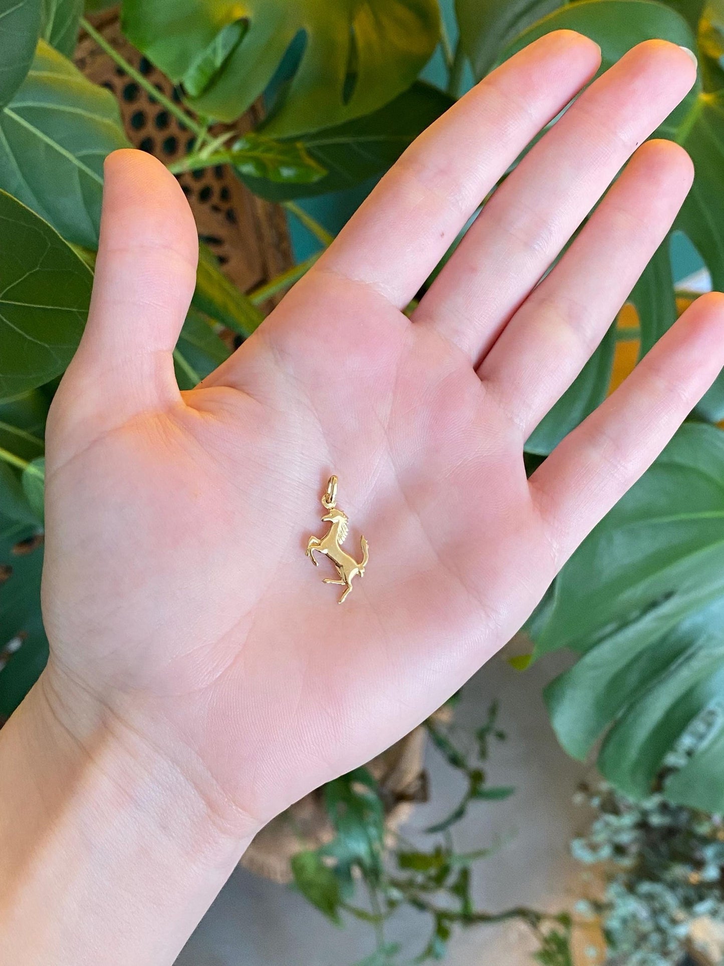 Vintage Solid 18k Yellow Gold Horse Charm