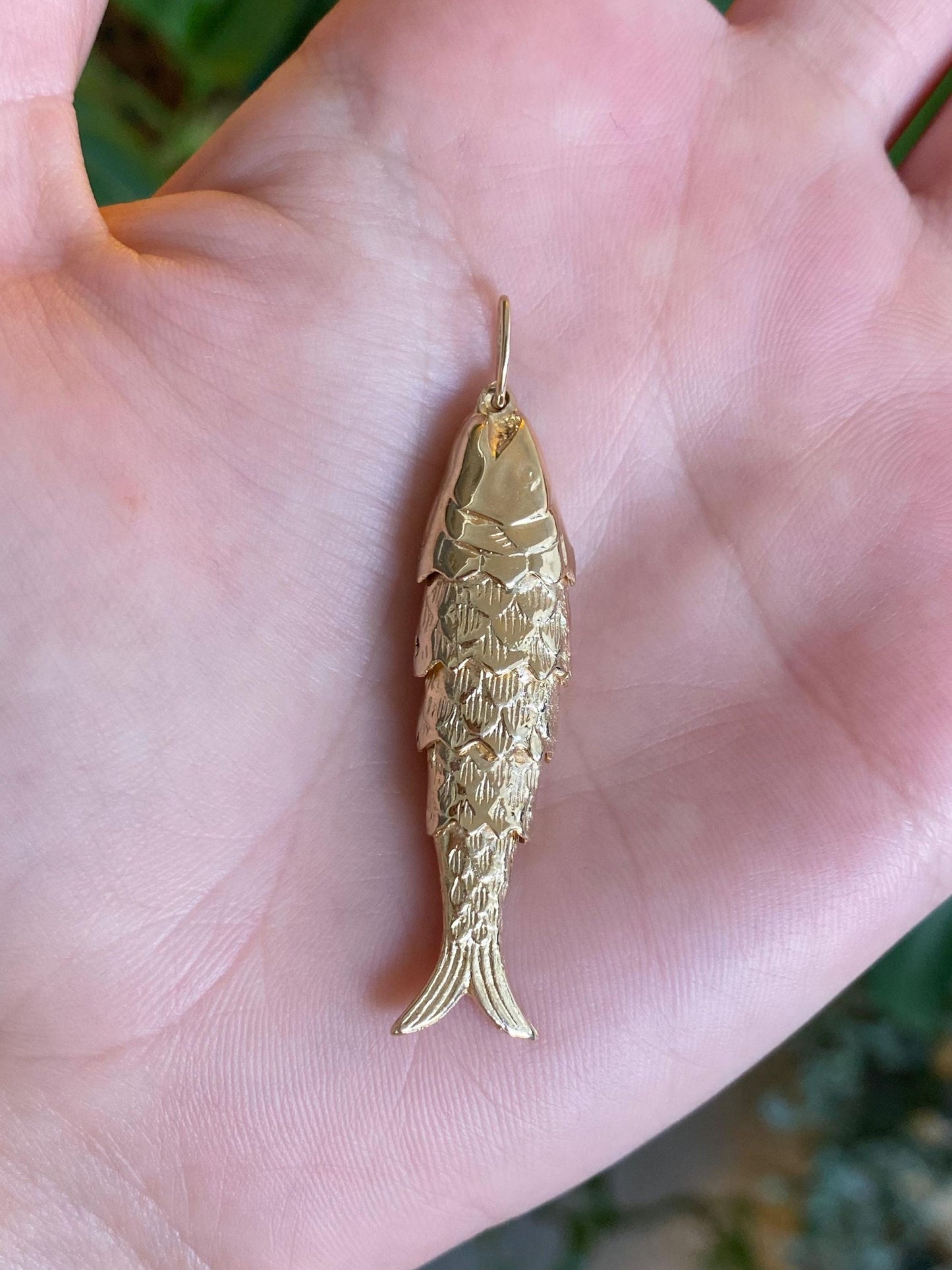 Vintage Solid 14k Yellow Gold Articulated Fish Charm