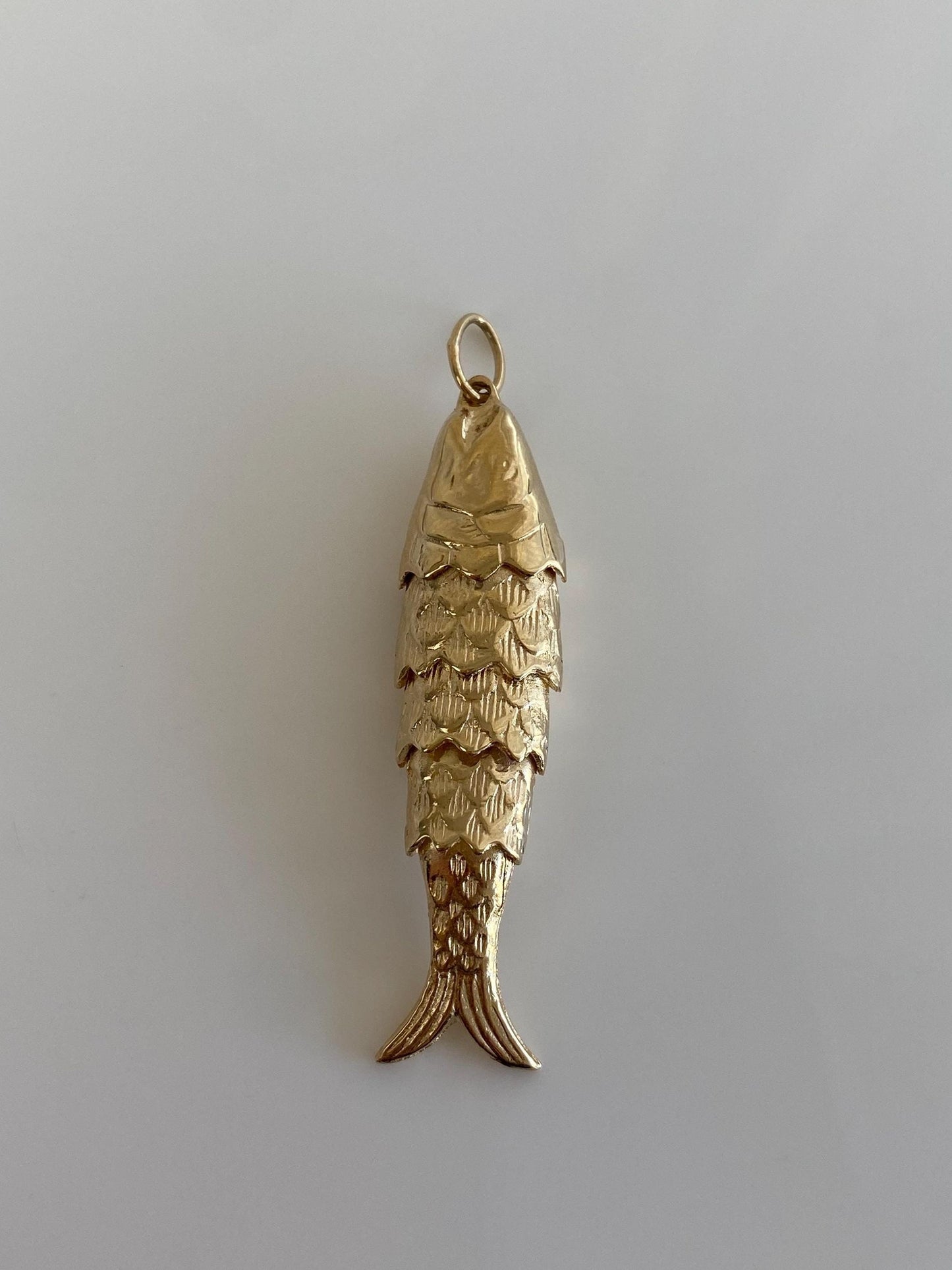Vintage Solid 14k Yellow Gold Articulated Fish Charm