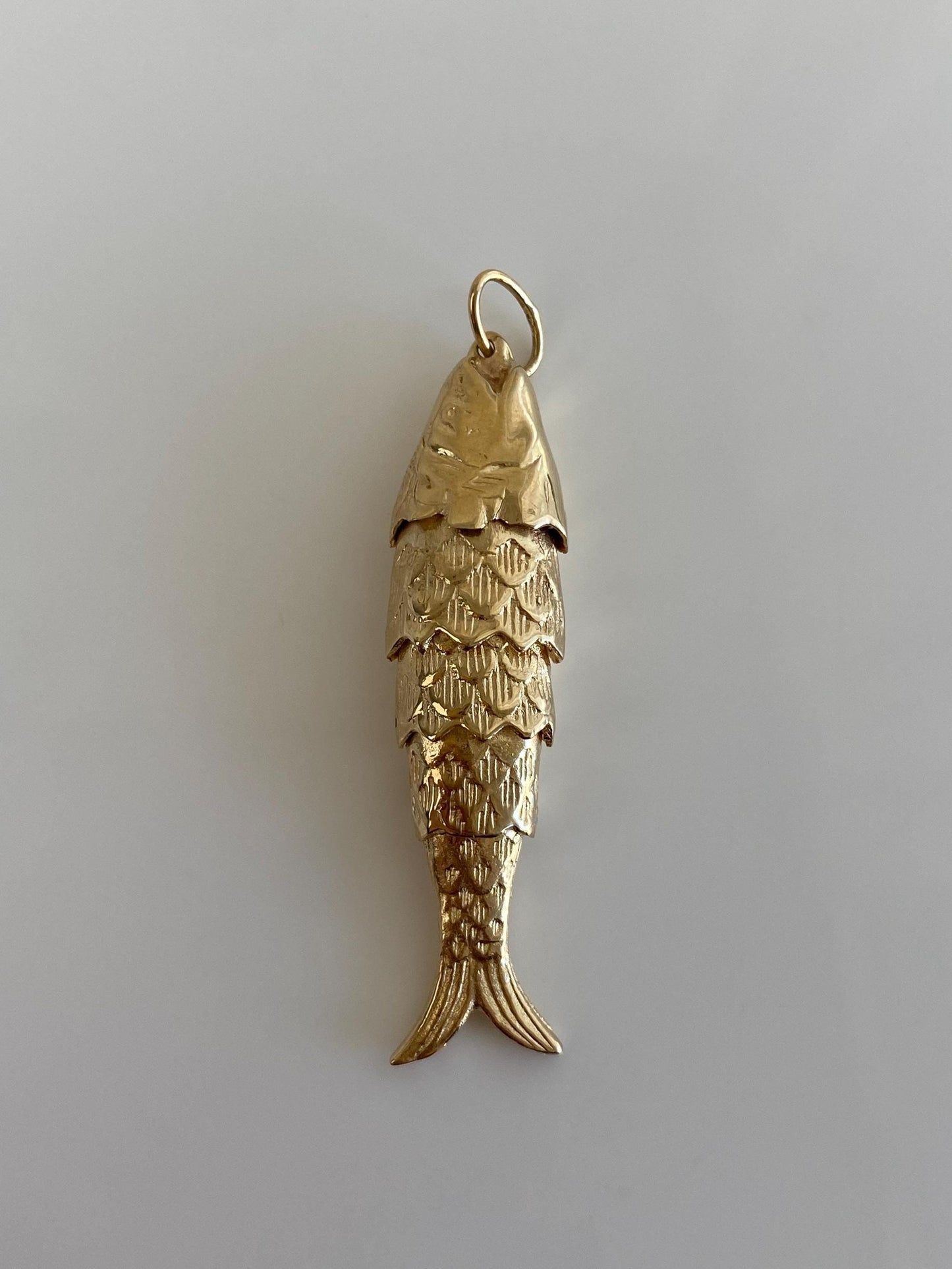 Vintage Solid 14k Yellow Gold Articulated Fish Charm
