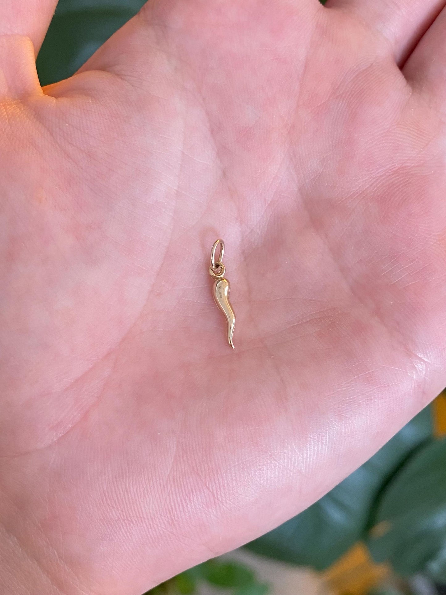 Vintage 14k Yellow Gold Tiny Italian Horn Charm