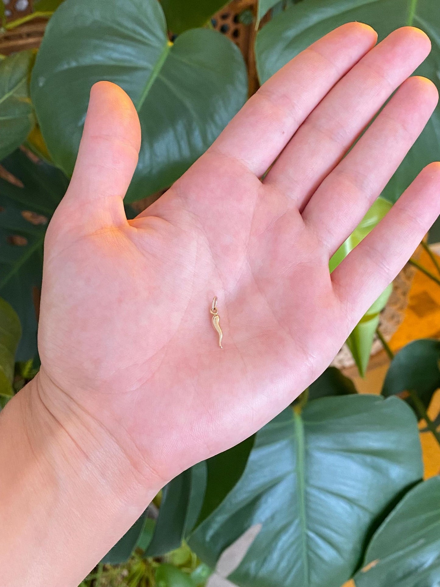 Vintage 14k Yellow Gold Tiny Italian Horn Charm