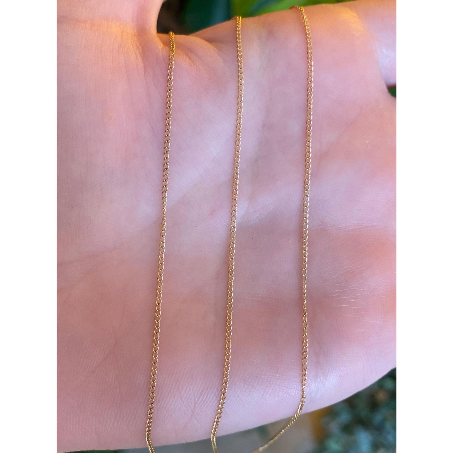 Vintage Solid 14k Yellow Gold Dainty Curb Chain Necklace - 19 inches