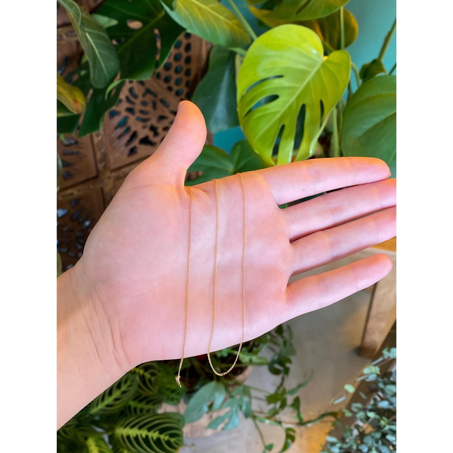 Vintage Solid 14k Yellow Gold Dainty Curb Chain Necklace - 19 inches