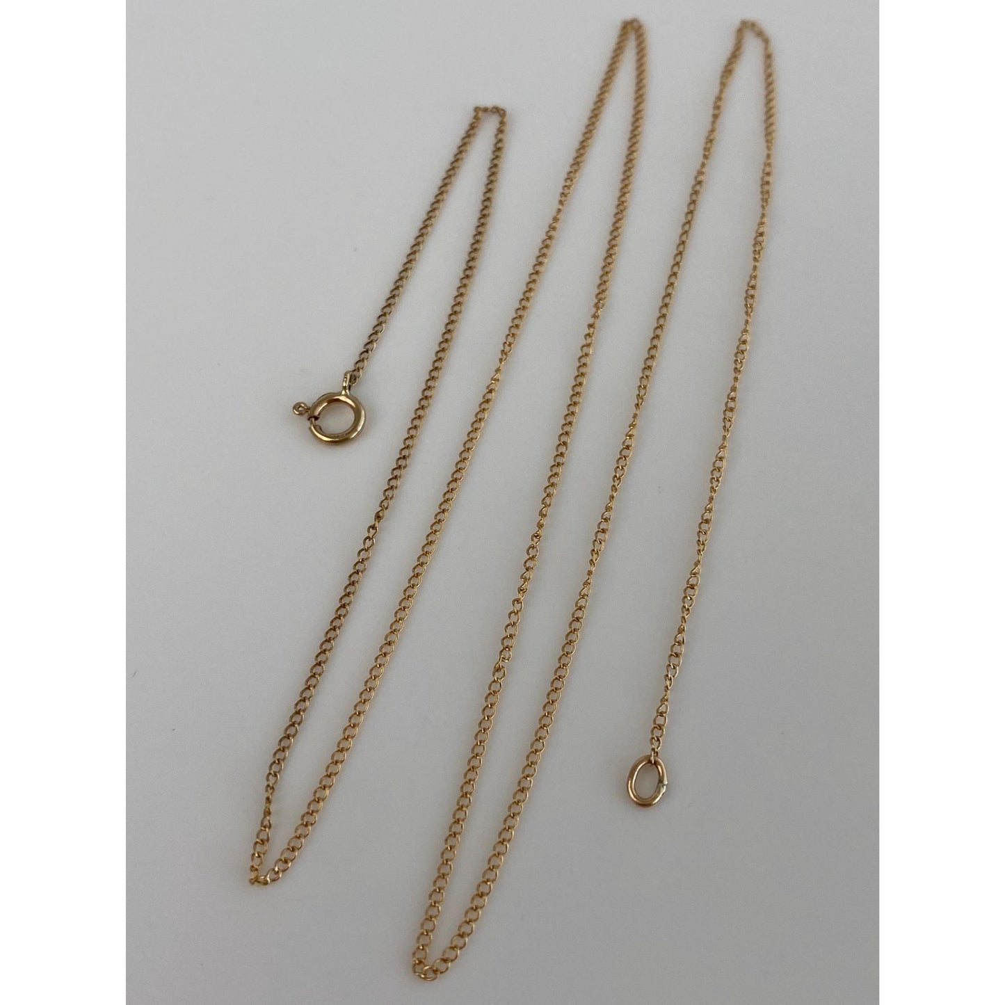 Vintage Solid 14k Yellow Gold Dainty Curb Chain Necklace - 19 inches