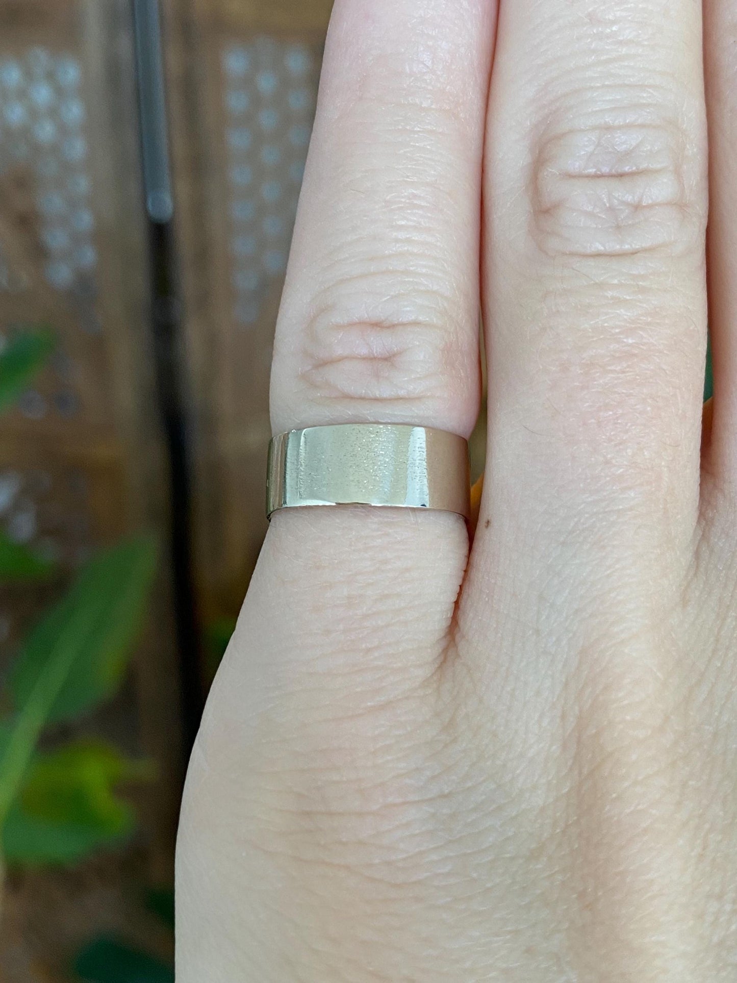 Vintage Solid 14k White Gold Straight Edge Ring Band - Size 3.5