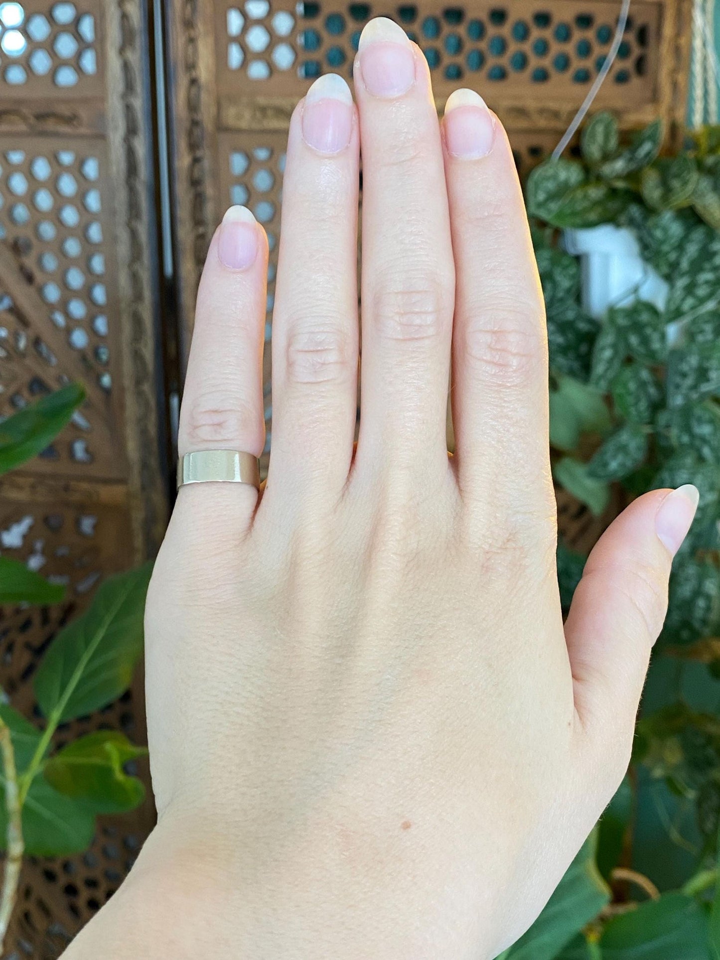 Vintage Solid 14k White Gold Straight Edge Ring Band - Size 3.5