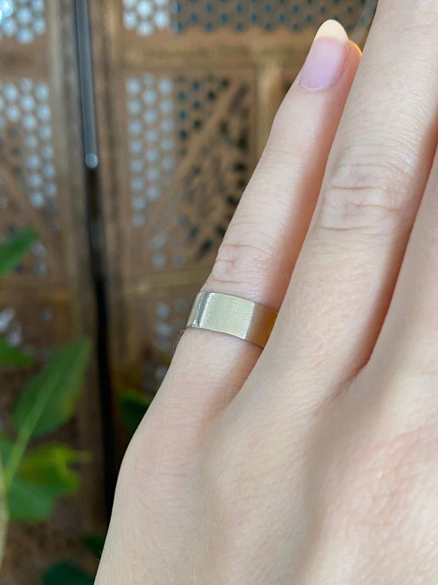 Vintage Solid 14k White Gold Straight Edge Ring Band - Size 3.5