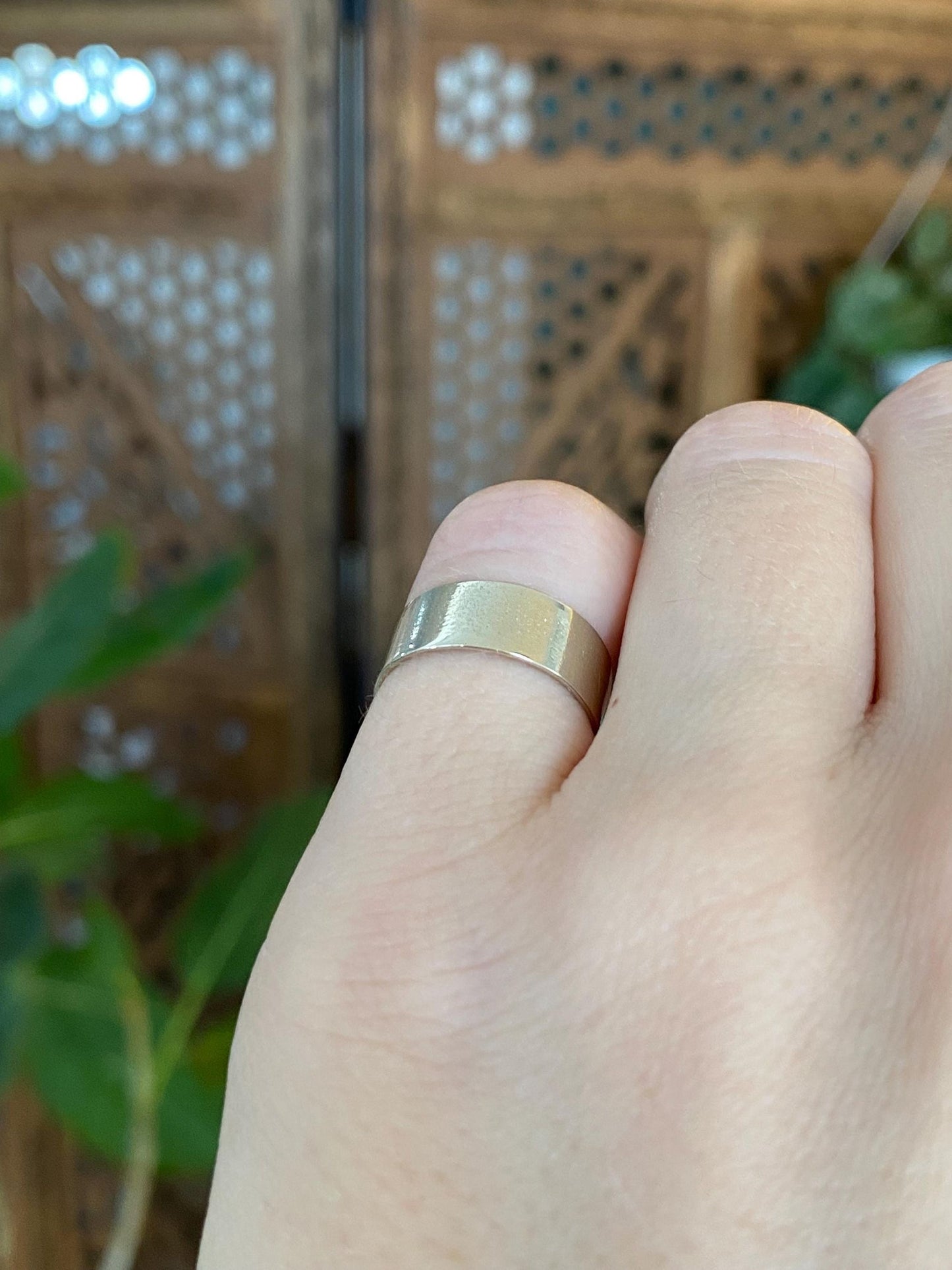 Vintage Solid 14k White Gold Straight Edge Ring Band - Size 3.5