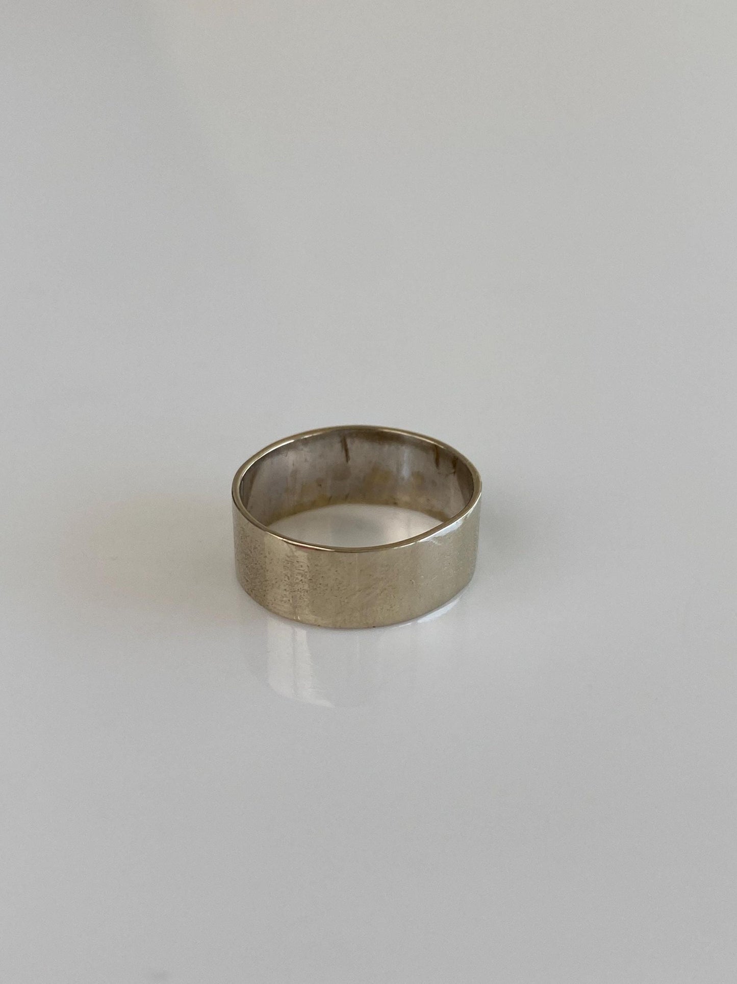 Vintage Solid 14k White Gold Straight Edge Ring Band - Size 3.5