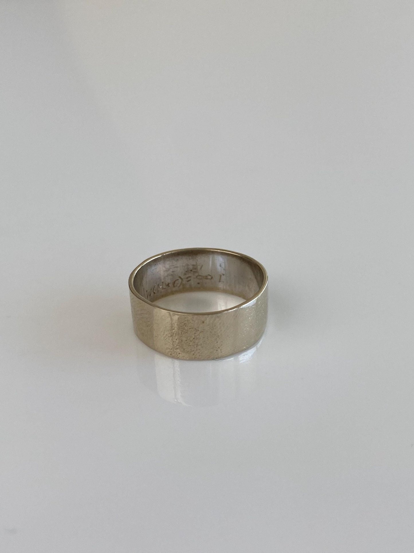 Vintage Solid 14k White Gold Straight Edge Ring Band - Size 3.5
