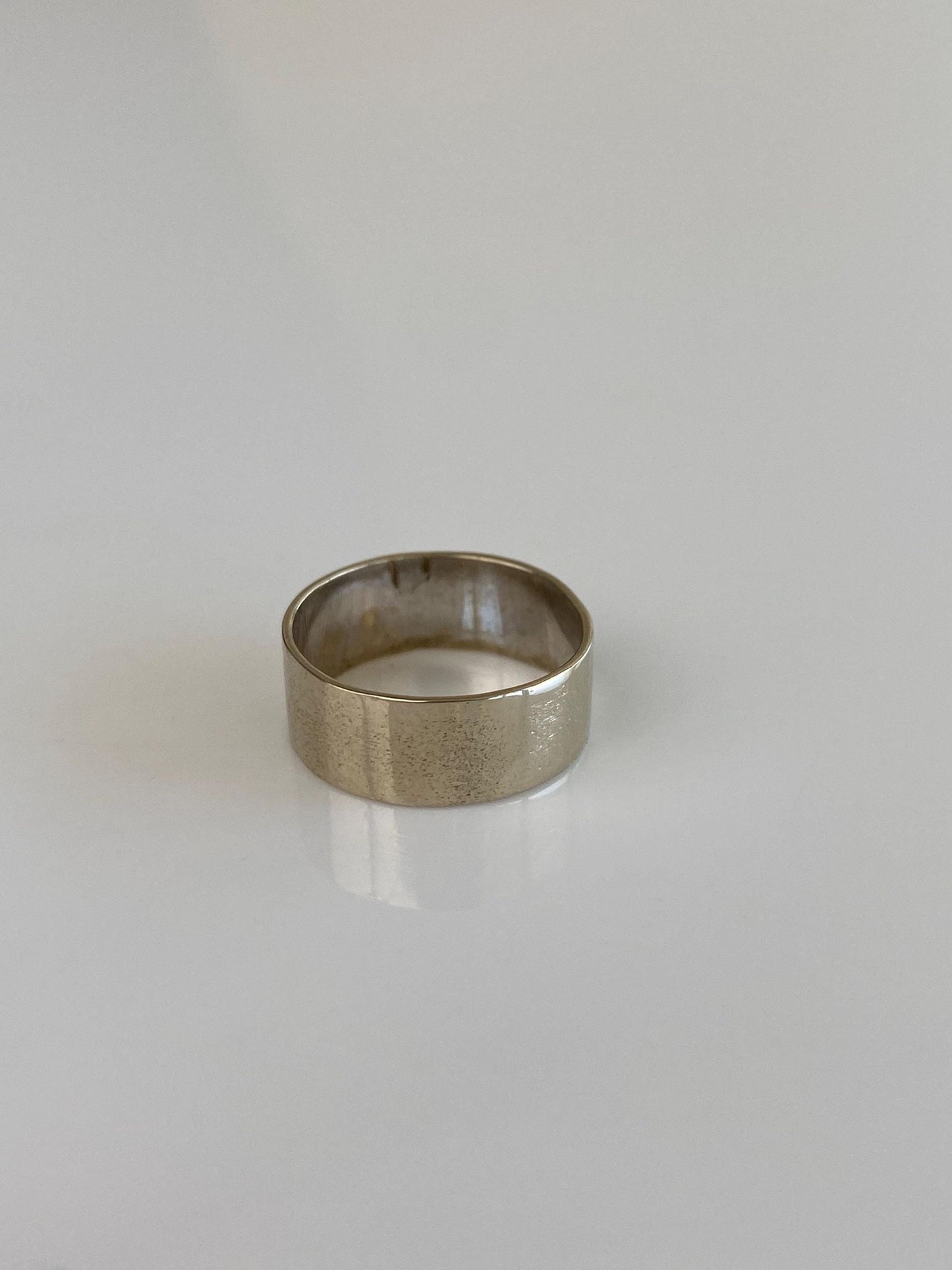 Vintage Solid 14k White Gold Straight Edge Ring Band - Size 3.5