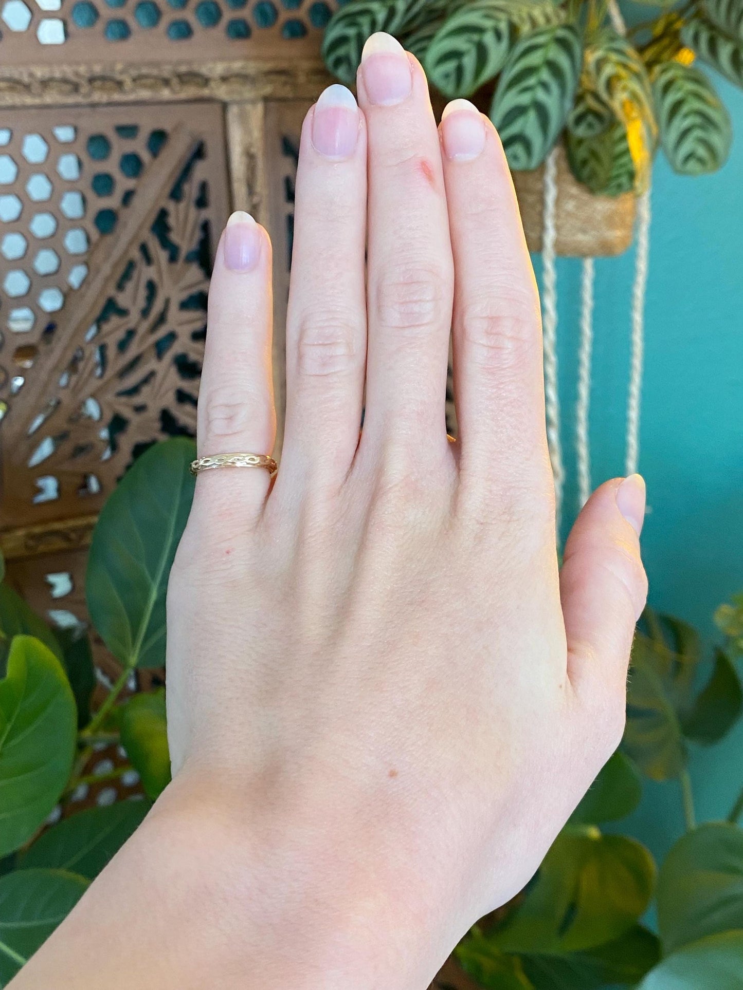 Vintage Solid 14k Yellow Gold Twist Texture Ring - Size 3.25