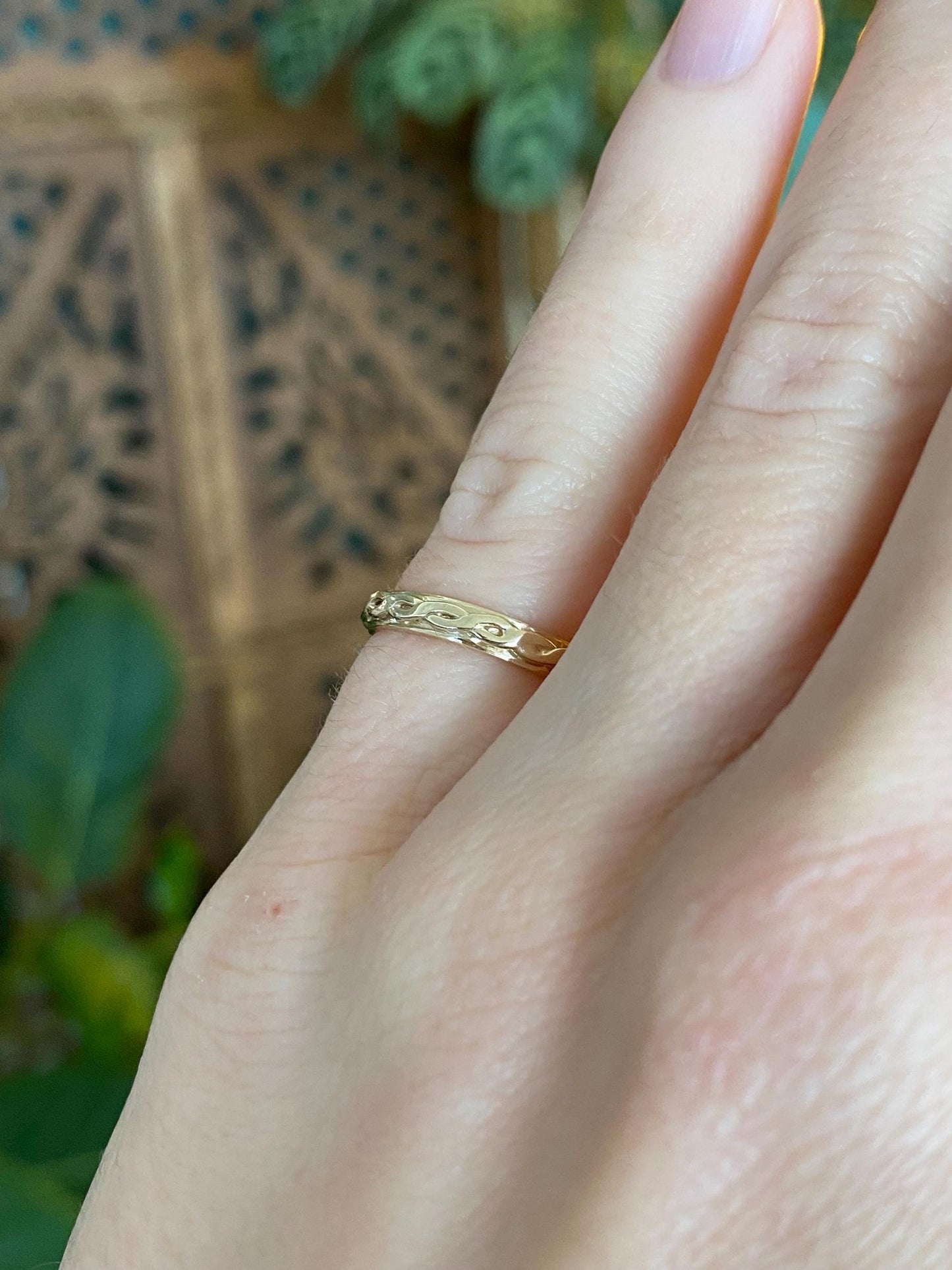 Vintage Solid 14k Yellow Gold Twist Texture Ring - Size 3.25