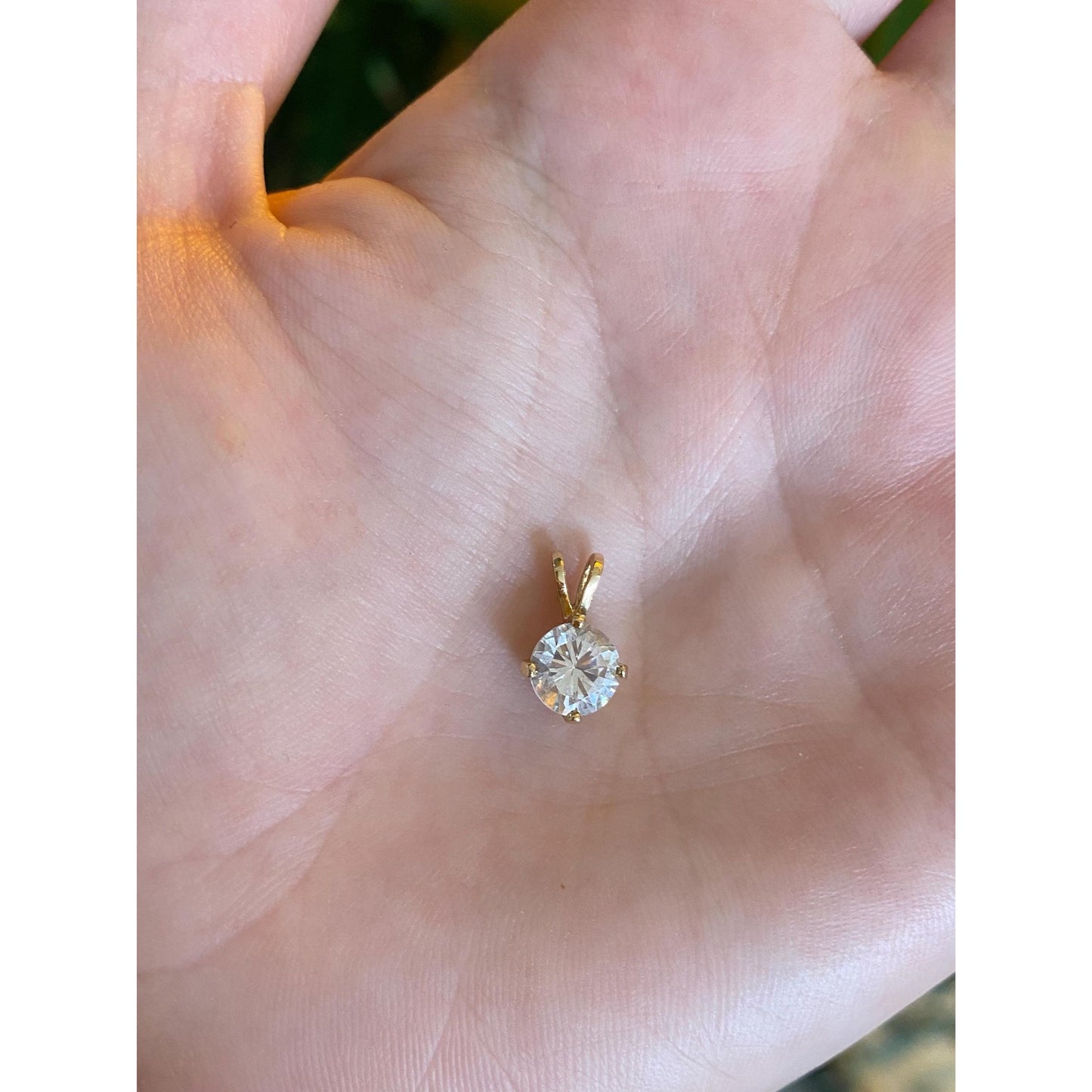 Vintage Solid 14k Yellow Gold Clear Cubic Zirconia Charm