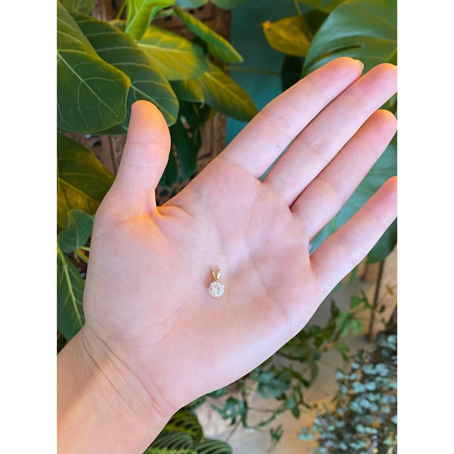 Vintage Solid 14k Yellow Gold Clear Cubic Zirconia Charm