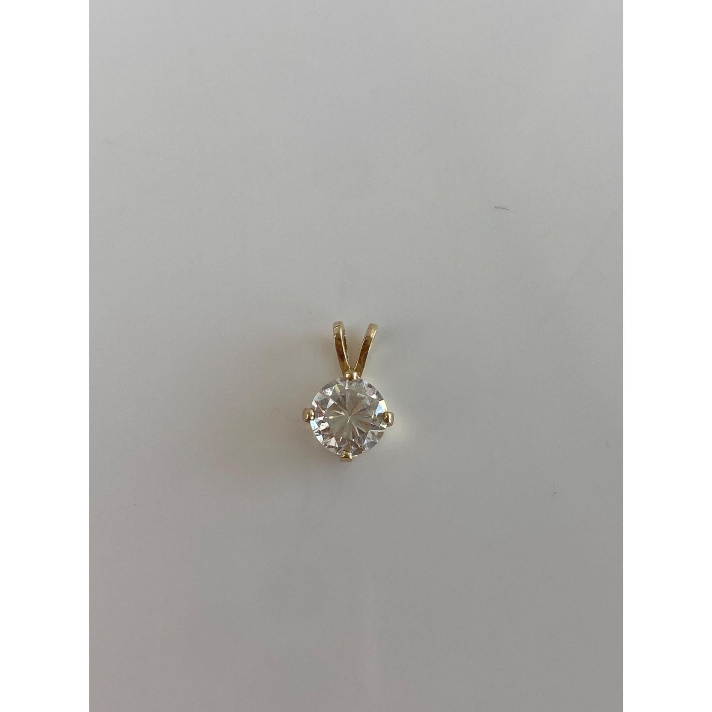 Vintage Solid 14k Yellow Gold Clear Cubic Zirconia Charm