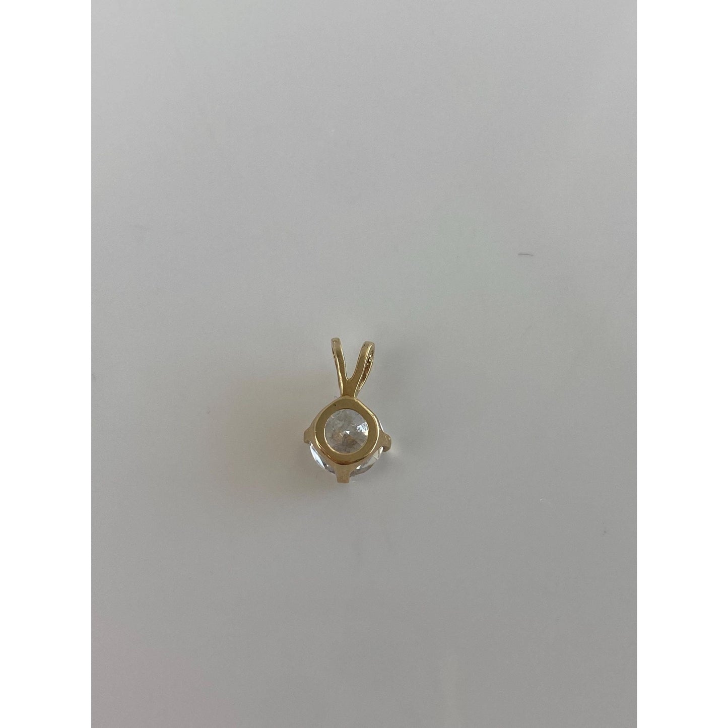 Vintage Solid 14k Yellow Gold Clear Cubic Zirconia Charm