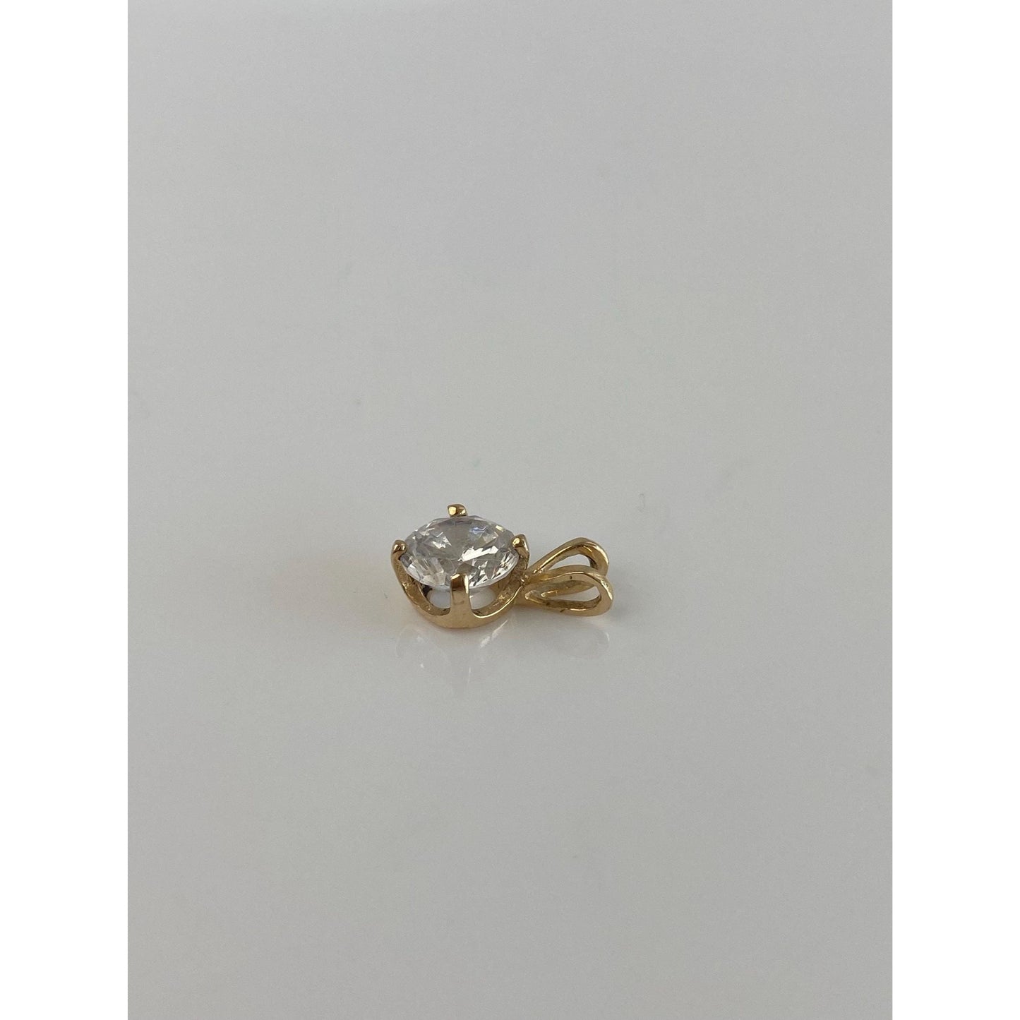 Vintage Solid 14k Yellow Gold Clear Cubic Zirconia Charm