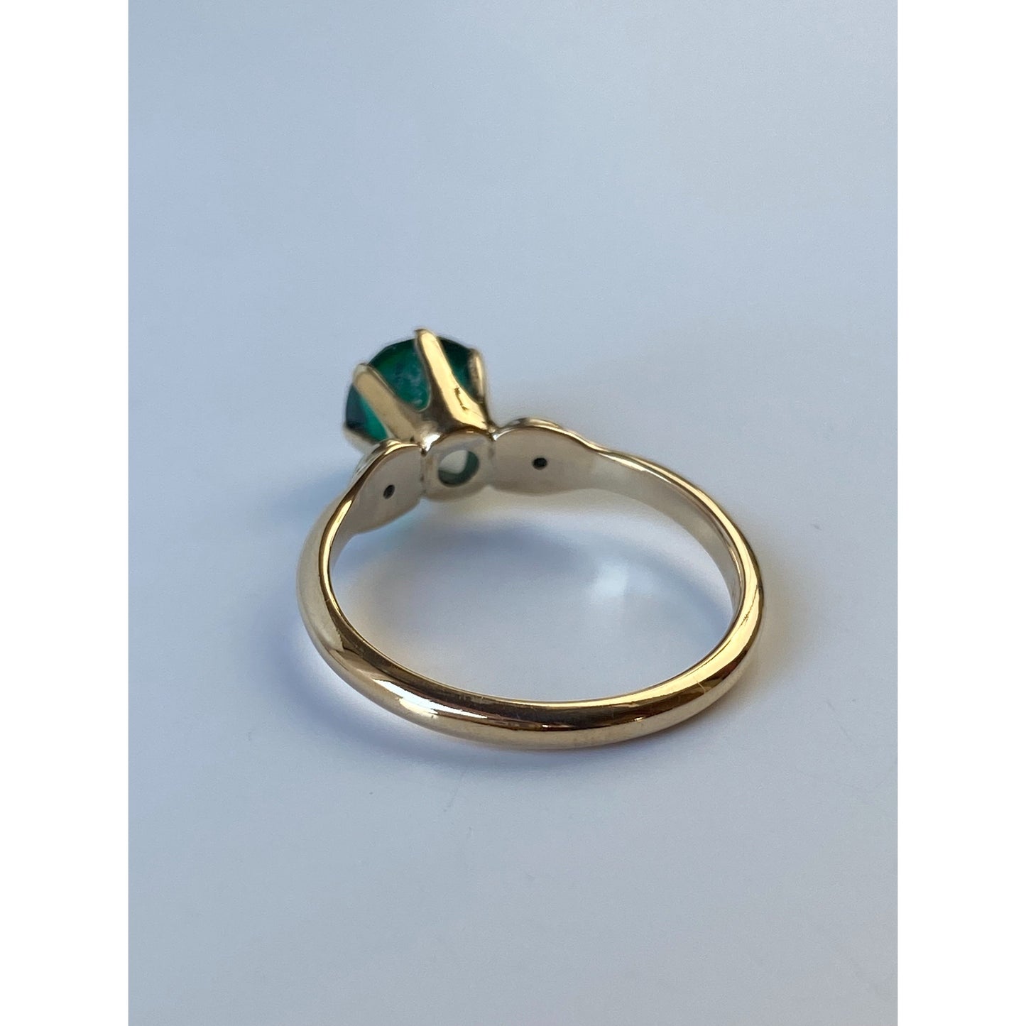 Vintage Solid 10k White & Yellow Gold Green Cubic Zirconia Ring - Size 6.75
