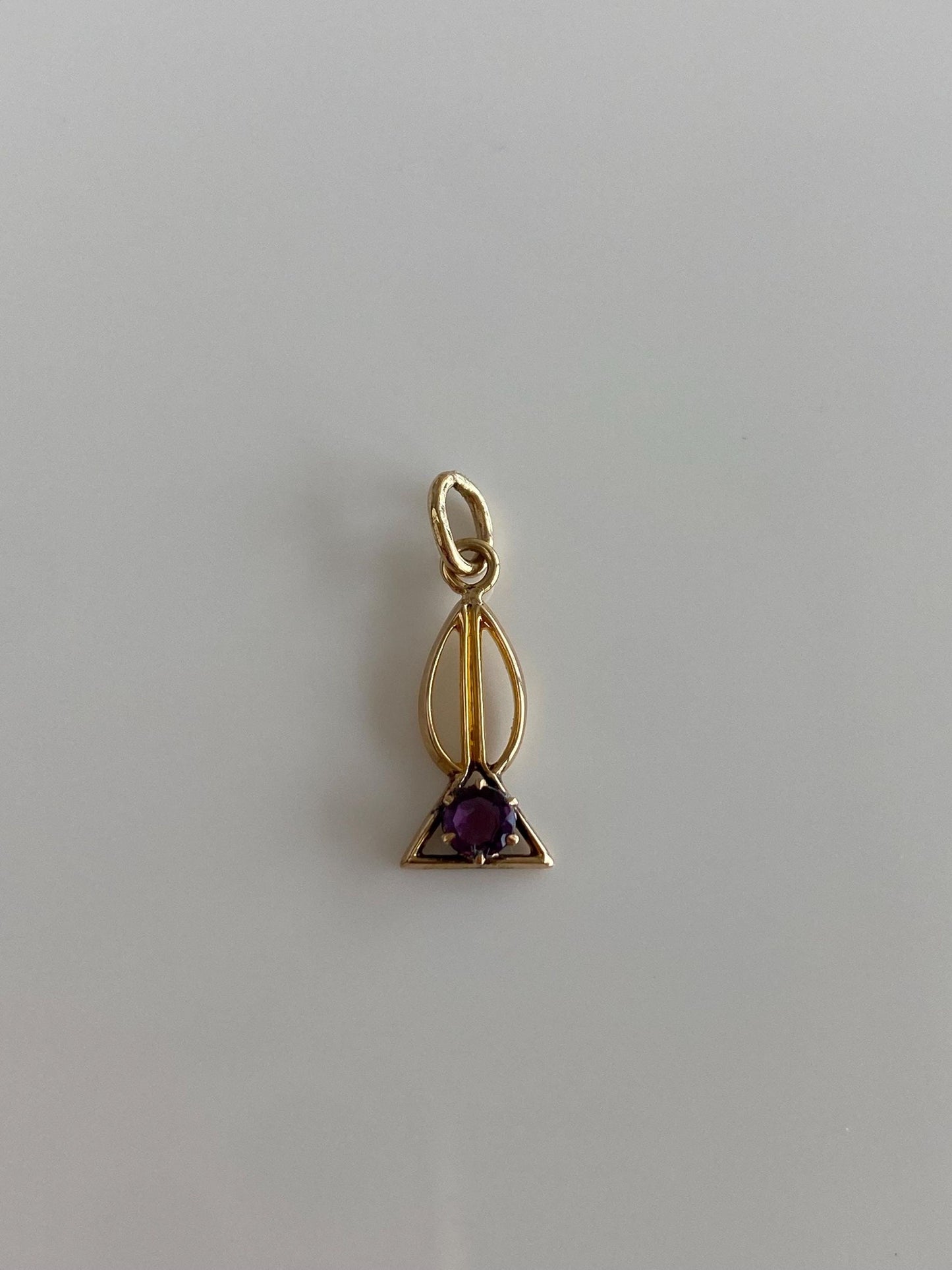 Vintage Solid 10k Yellow Gold Purple Cubic Zirconia Charm