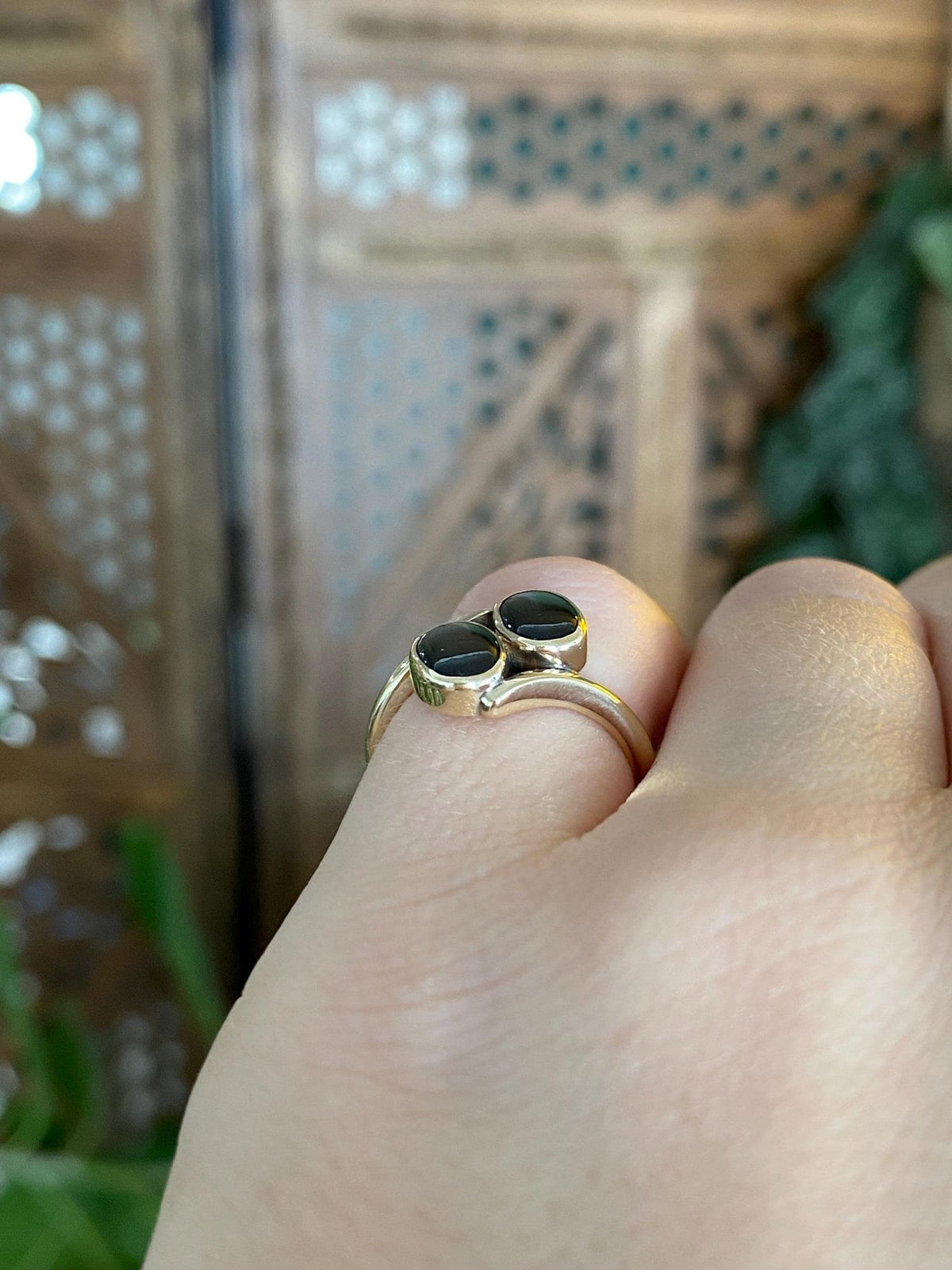 Vintage Solid 10k Yellow Gold Double Star Sapphire Ring - Size 4.5