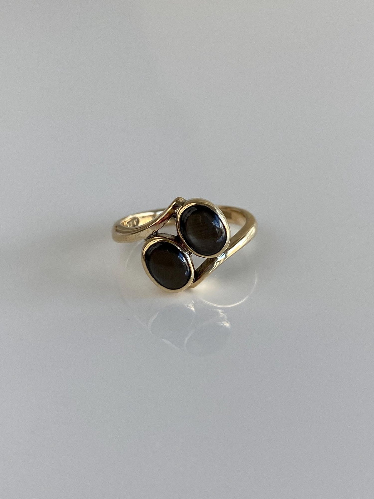 Vintage Solid 10k Yellow Gold Double Star Sapphire Ring - Size 4.5