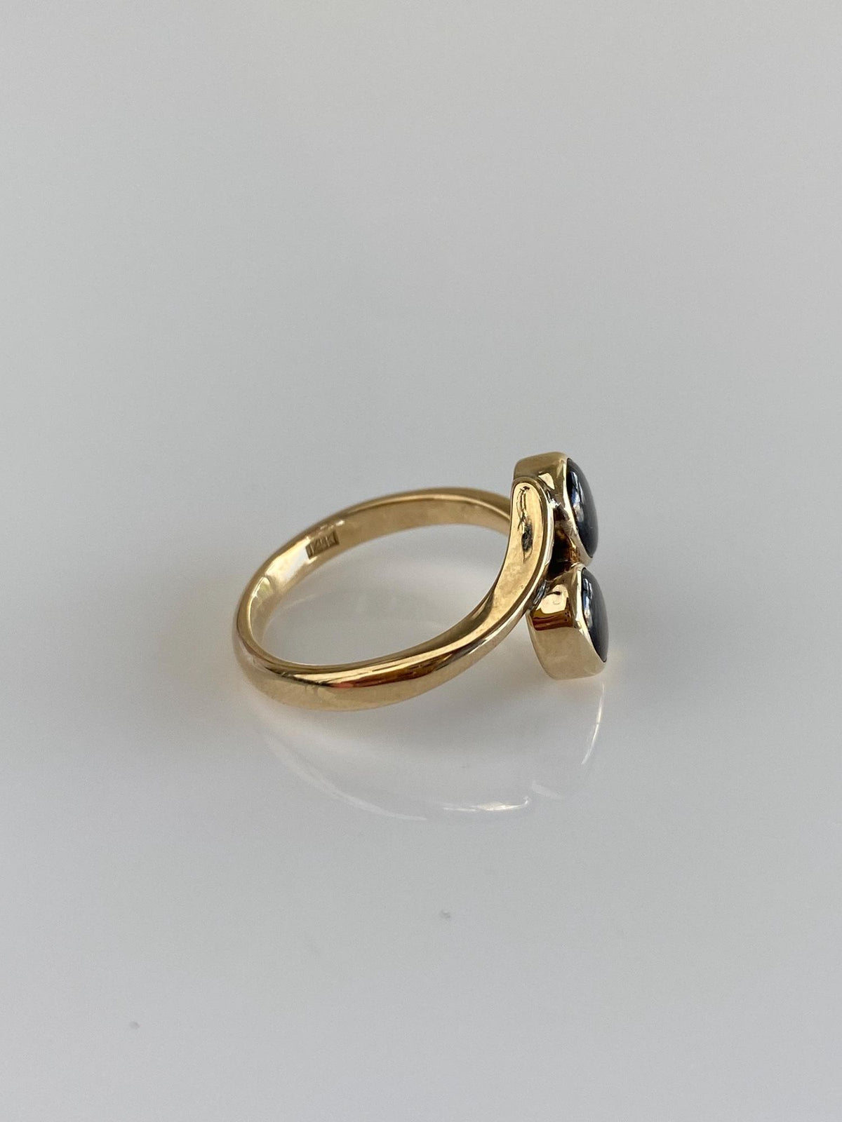 Vintage Solid 10k Yellow Gold Double Star Sapphire Ring - Size 4.5