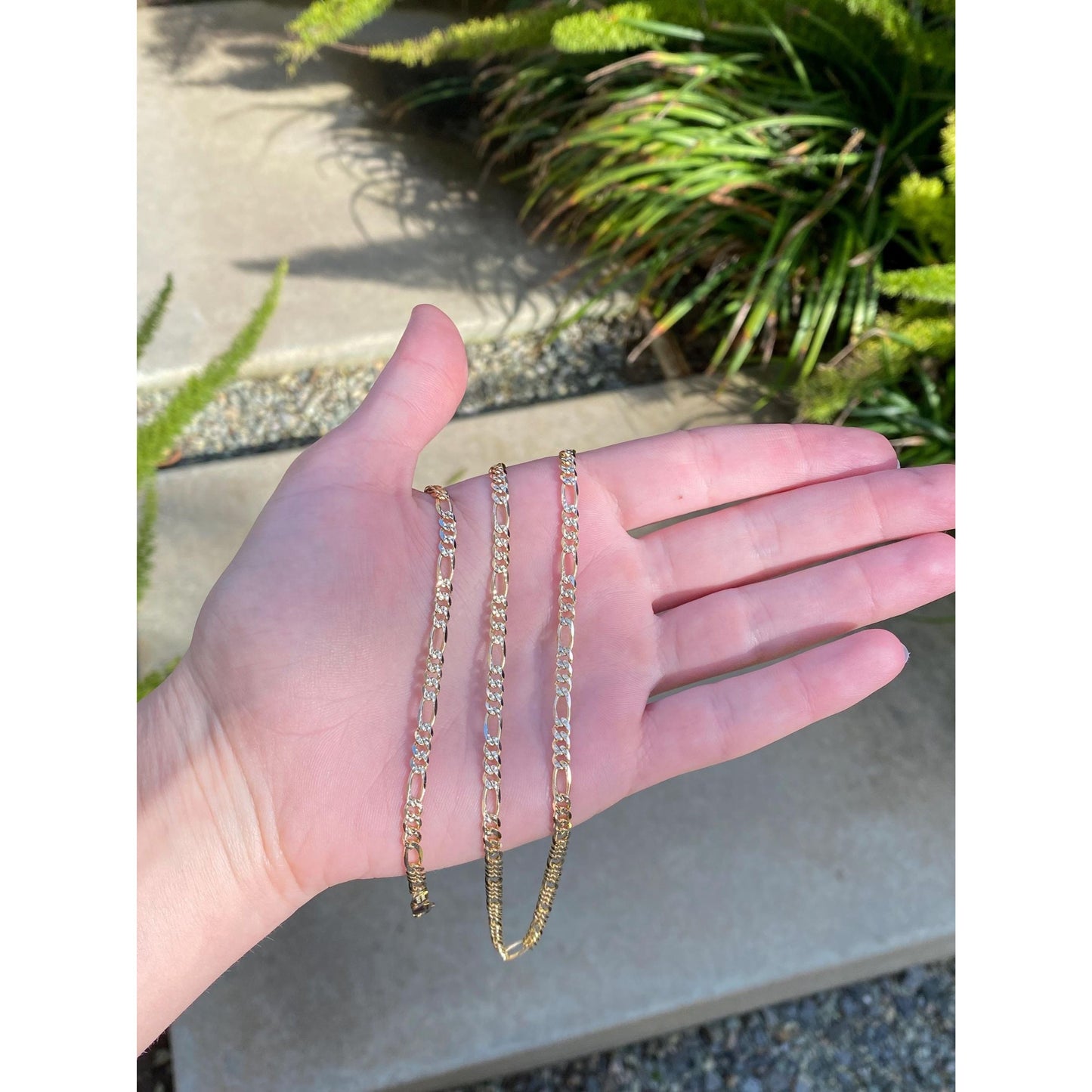 Vintage Solid 14k Yellow Gold Figaro Chain Necklace - 30.5 inches