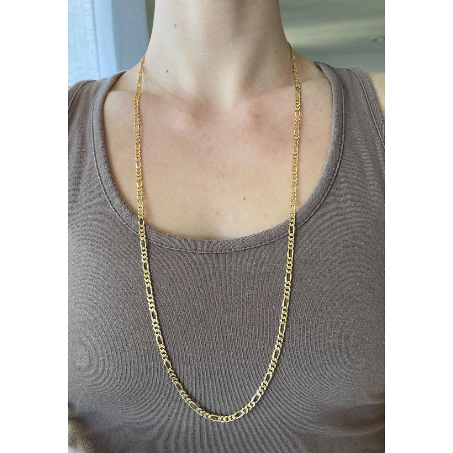 Vintage Solid 14k Yellow Gold Figaro Chain Necklace - 30.5 inches