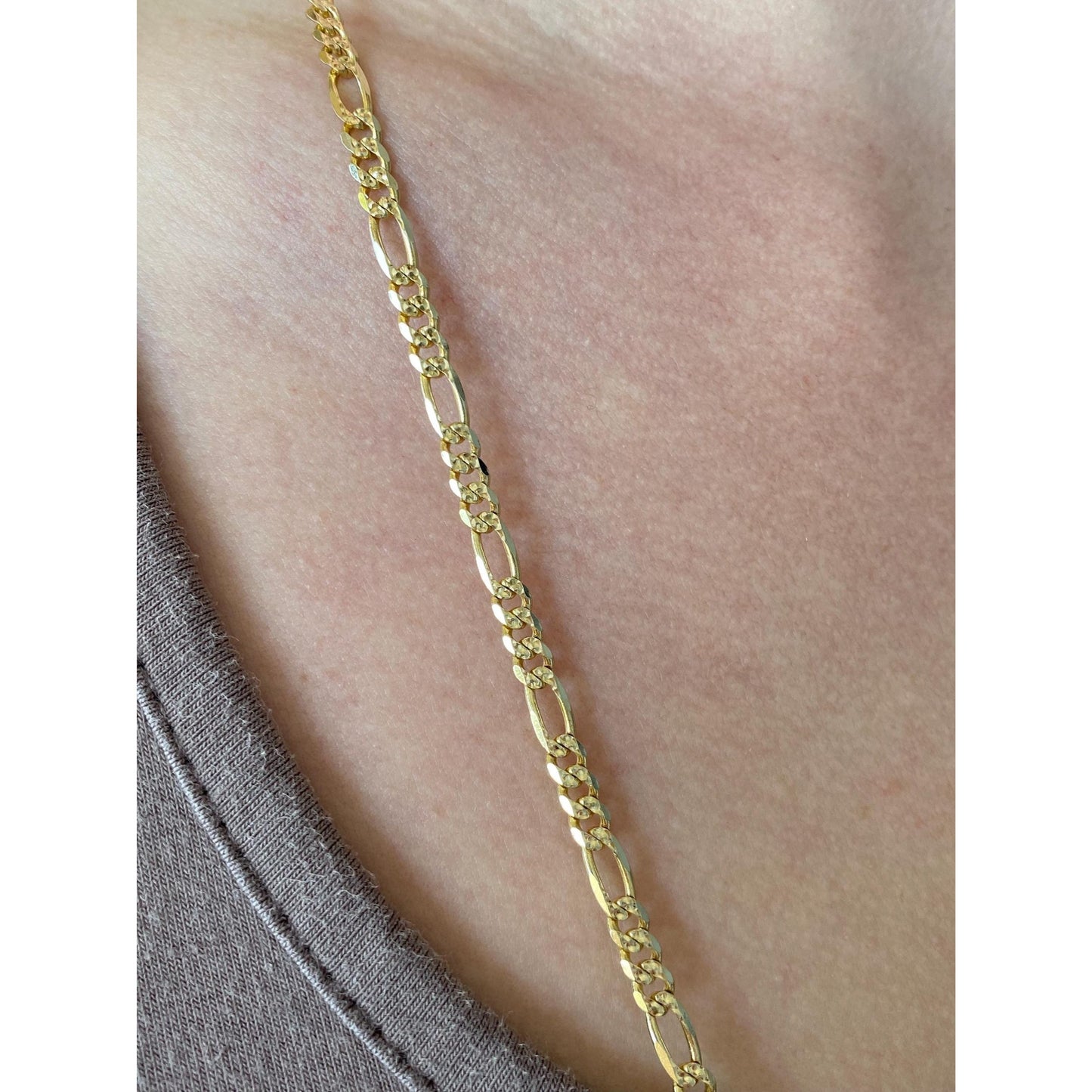 Vintage Solid 14k Yellow Gold Figaro Chain Necklace - 30.5 inches