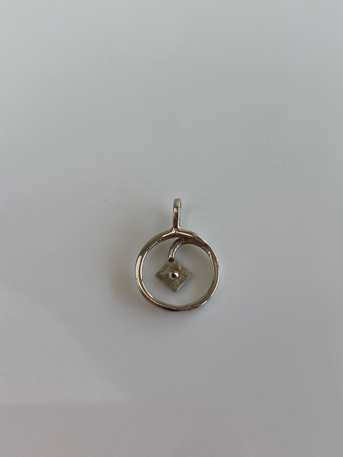 Vintage Solid 14k White Gold Diamond Charm