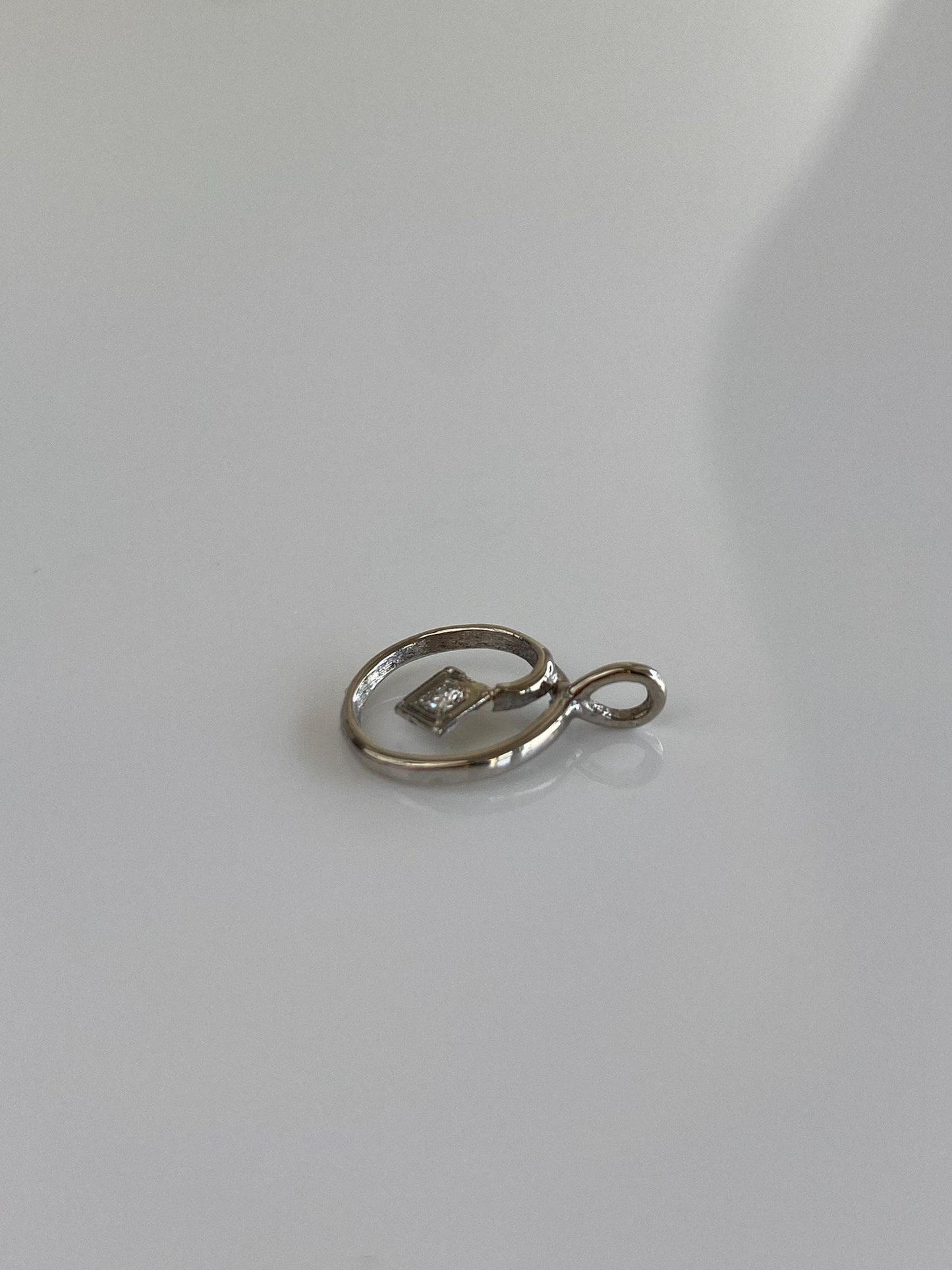 Vintage Solid 14k White Gold Diamond Charm