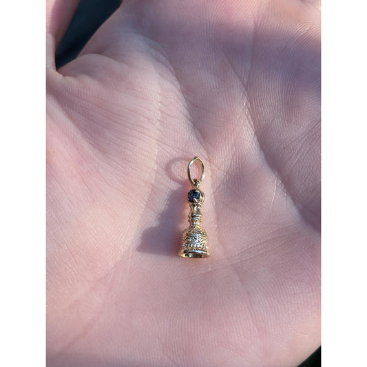 Solid 14k Yellow Gold Blue Spinel Charm