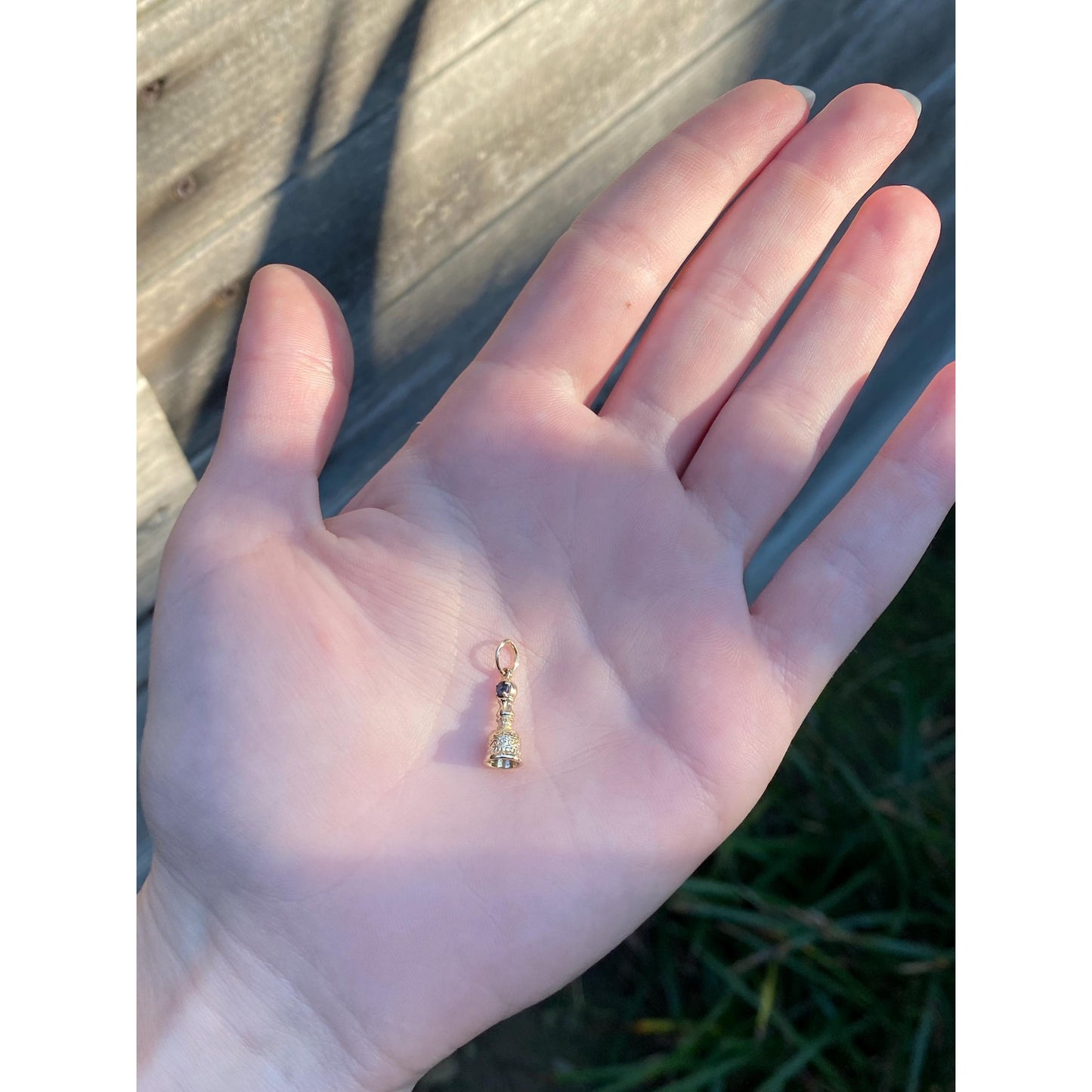 Solid 14k Yellow Gold Blue Spinel Charm