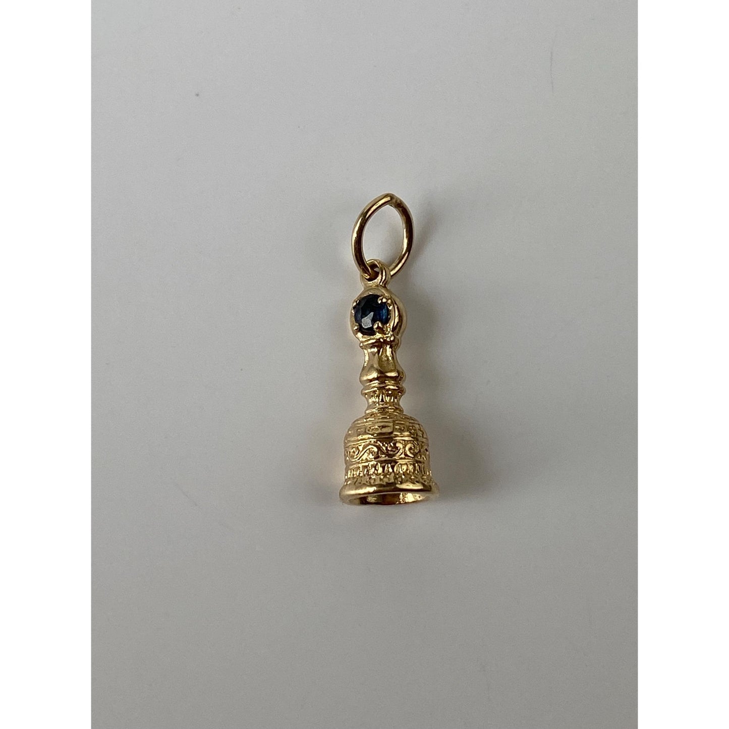 Solid 14k Yellow Gold Blue Spinel Charm